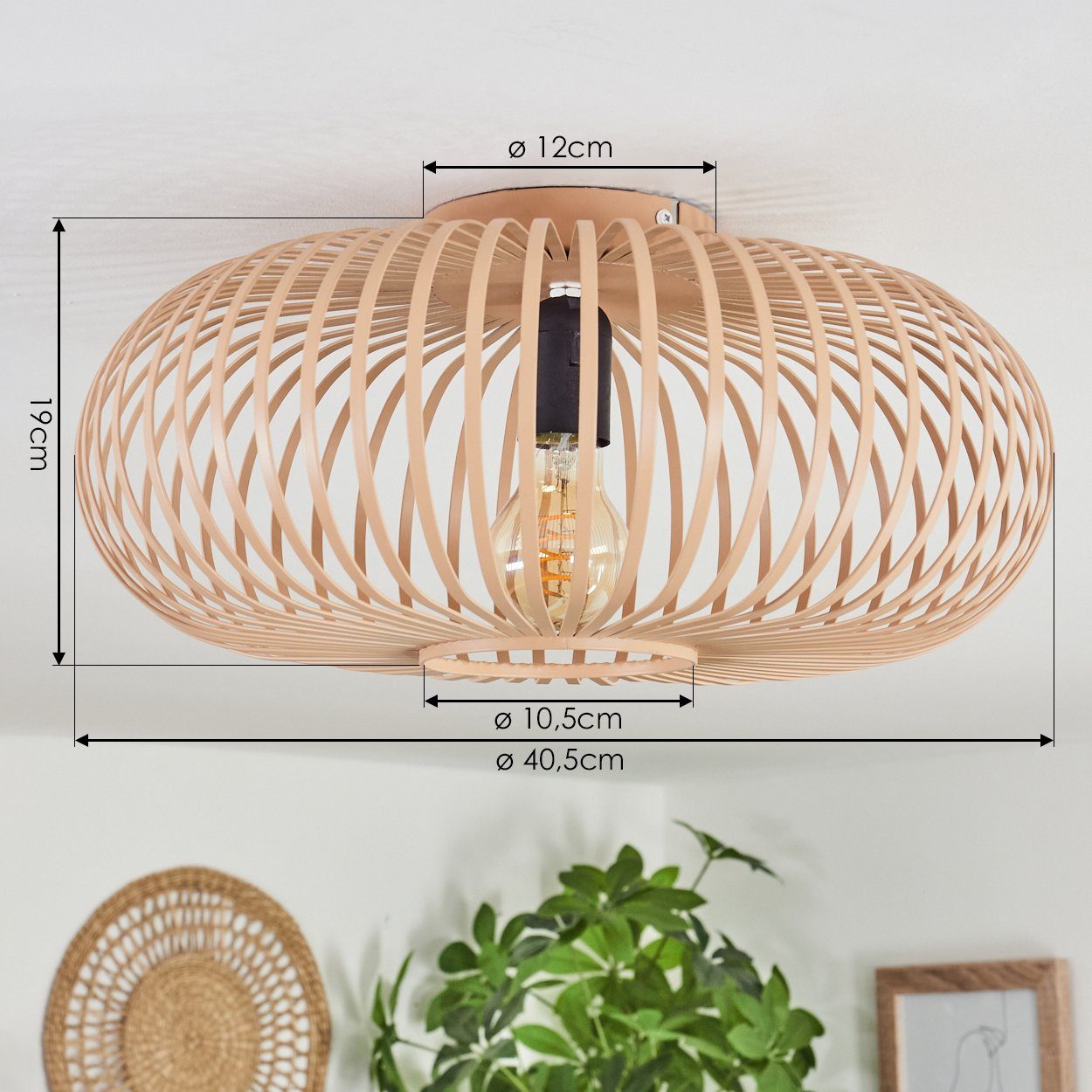 hofstein Deckenleuchte moderne Deckenlampe aus Metall in Schwarz/Hellbraun/Beige, ohne Leuchtmittel, Deckenleuchte Lichteffekt, Ø40,5cm, 1x E27, ohne Leuchtmitt – Bild 4 von 5