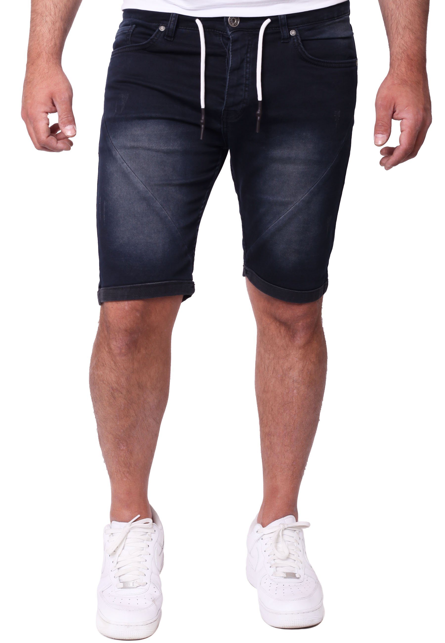 in Herren Sweathose Stretch dunkelblau Jeans-Shorts Jeansshorts Sweatjeans Shorts Reslad Reslad Kurze - Jeansbermudas Sommer Hosen Jeans-Hose Jeans Jeansopti