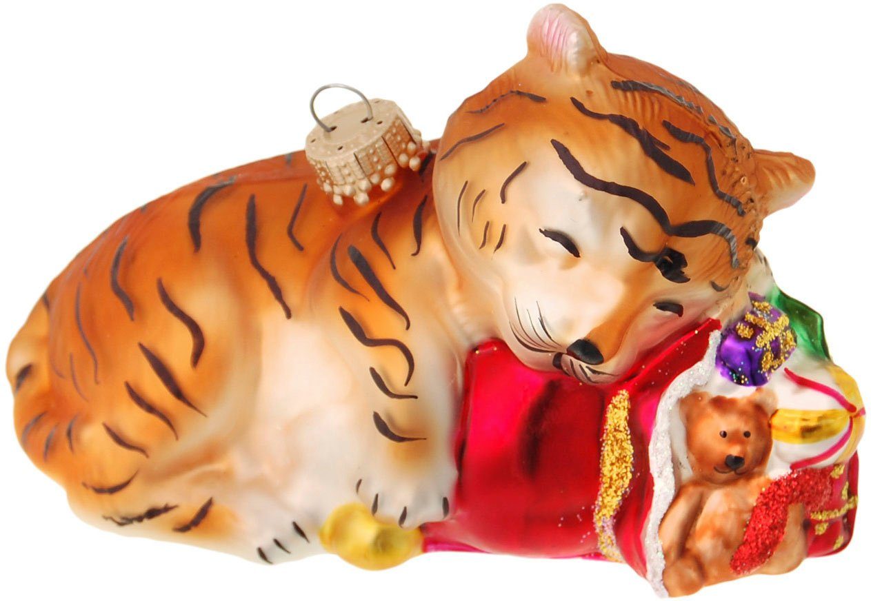 Krebs Glas Lauscha Christbaumschmuck Glasornament Babytiger, mundgeblasen, handbemalt (1-tlg), Weihnachtsdeko, Christbaumkugeln aus Glas, Weihnachtsbaumkugel