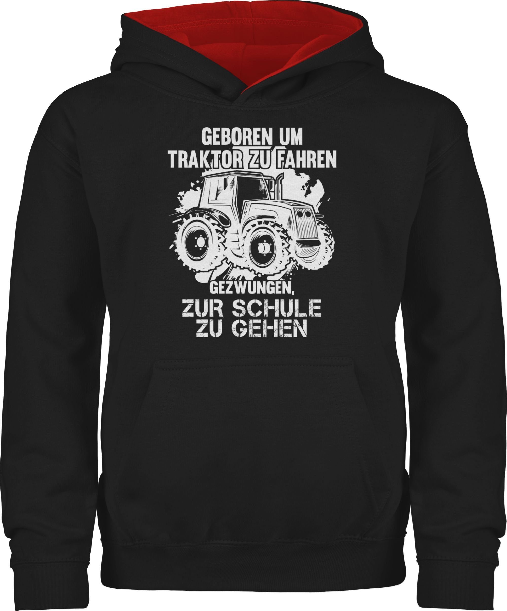Shirtracer Hoodie Geboren um Traktor zu fahren Traktor 2 Schwarz/Rot | Sweatshirts