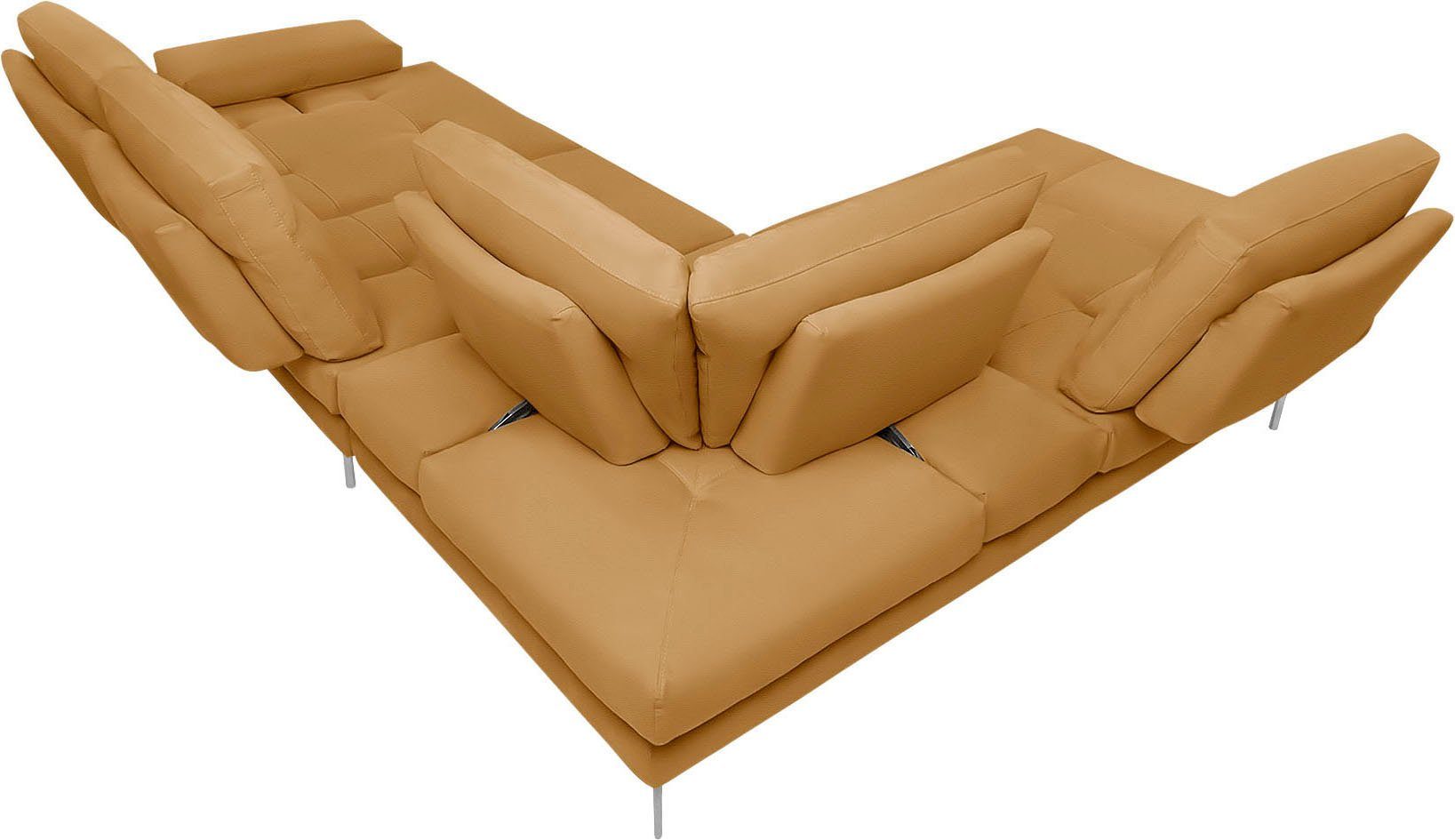 CALIA ITALIA Ecksofa Toby Wing, B/T: 288/232 cm, Multifunktionssofa, Designsofa, L-Form, Sitztiefenverstellung und Armteilfunktion, Füße chrom glänzend