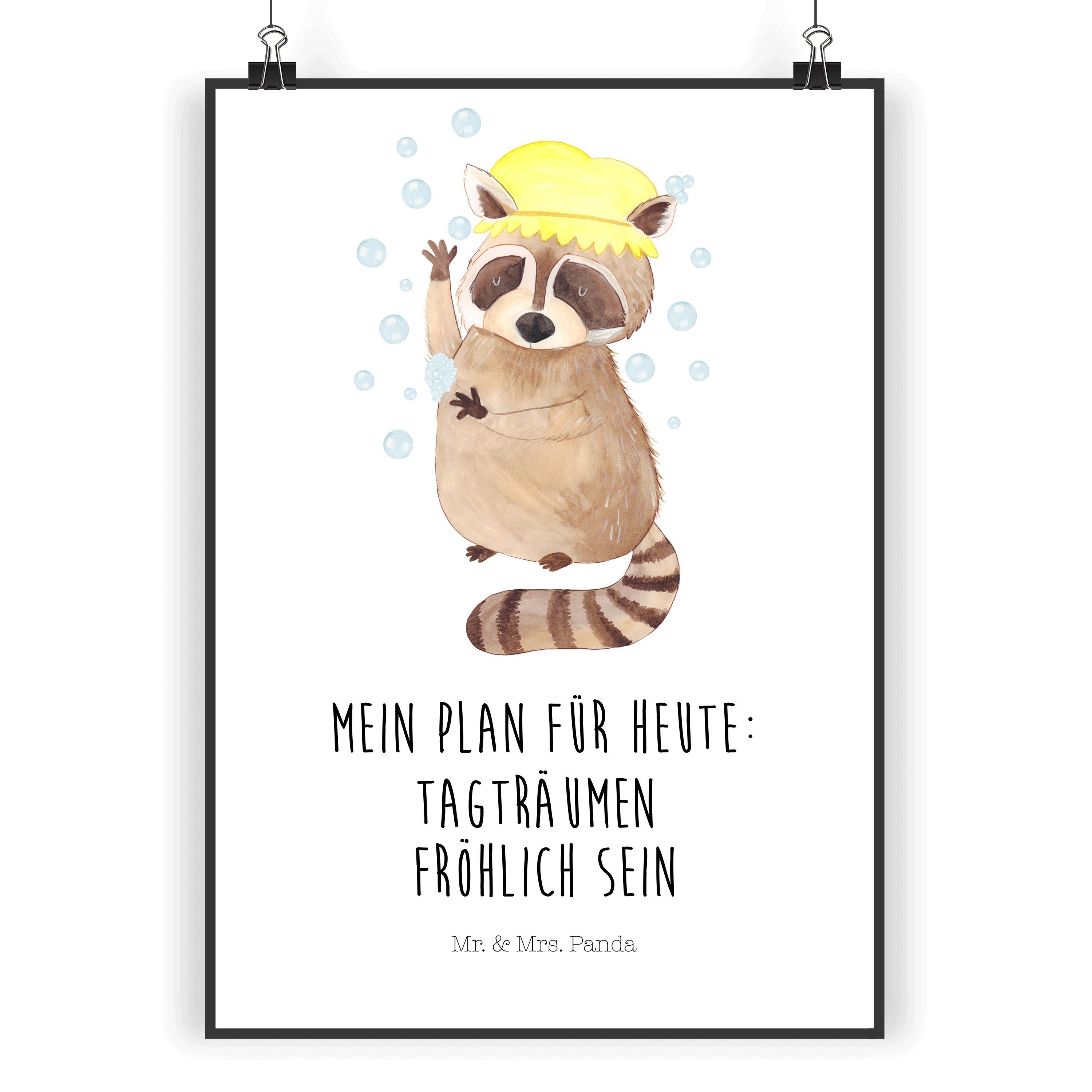 Mr. & Mrs. Panda Poster Tiermotive, Panda, DIN Geschenk, Mr. A5 Waschbär - süße (1 & Mrs. Waschbär - Weiß St)