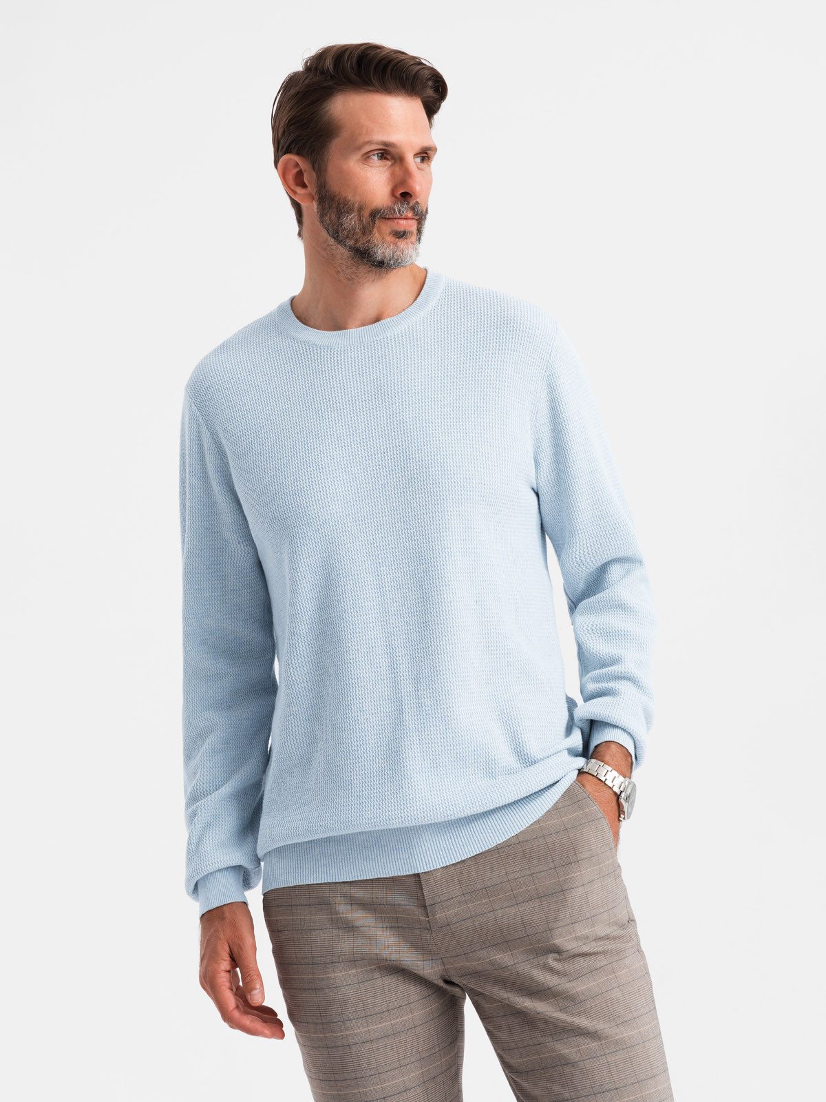 Rundhalspullover Herren-Pullover mit Rundhalsausschnitt