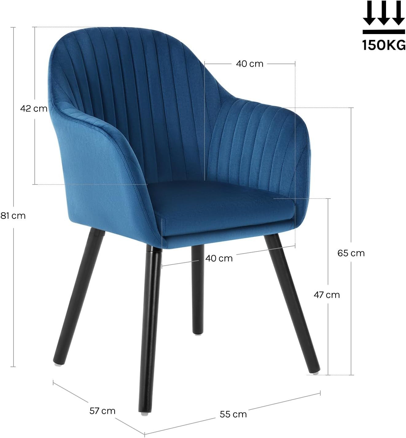 Woltu Polsterstuhl (1 St), Design Stuhl mit Armlehne Samt Massivholz Beine