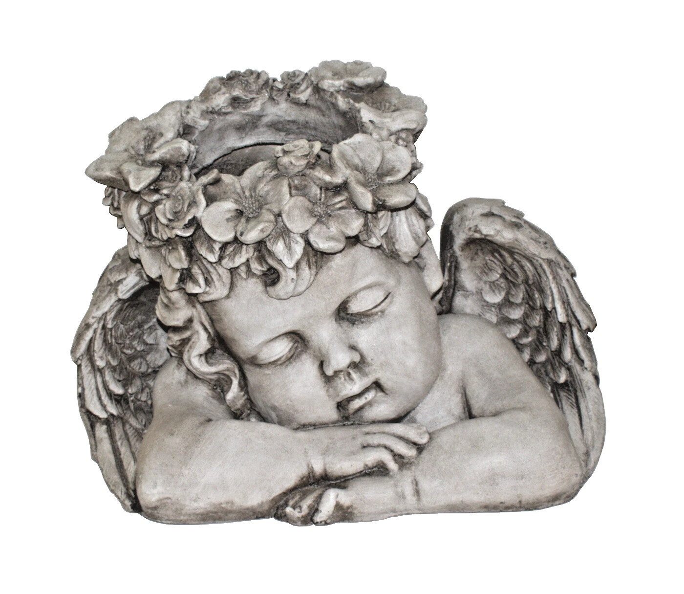 Kaufhaus le petit Engelfigur Deko Pflanzgefäß Engel Büste Putte Figur Skulptur Blumentopf Grabdeko, Dekofigur Grabschmuck Dekoskulptur Dekoobjekt aus Magnesia