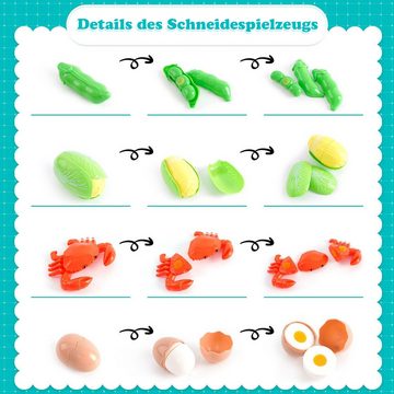 LBLA Spiellebensmittel Kinder Küchenspielzeug Set, (66-tlg., Schneideobst & Gemüsespielzeug), Rollenspiellernspielzeug für Kinder ab 3 Jahren