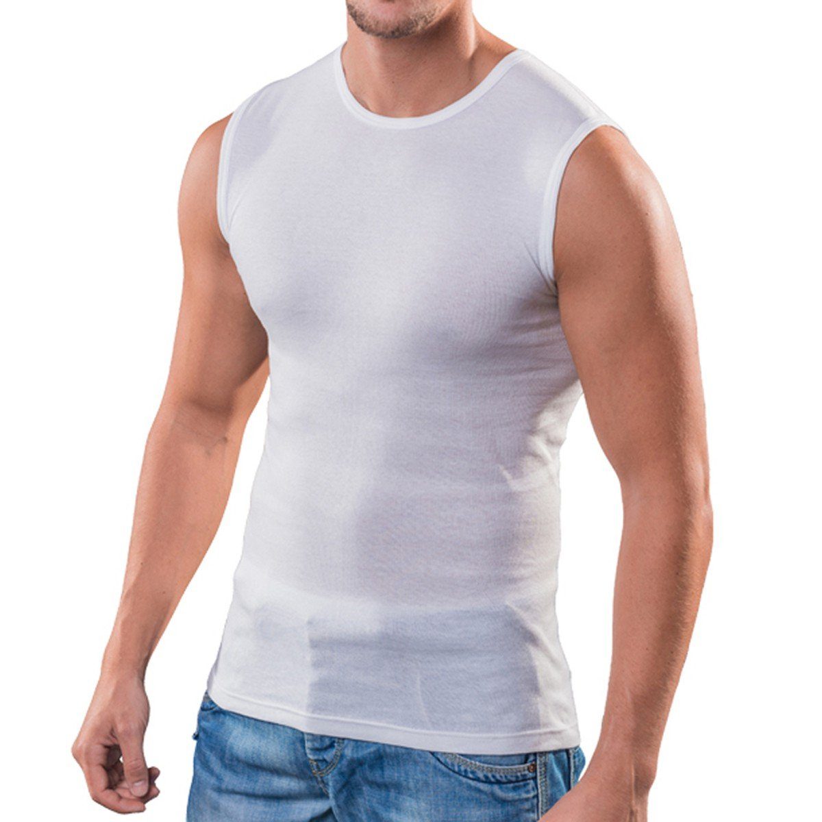 HERMKO Achseltop 3040 3er Pack Herren Tank Top Unterhemd mit Rundhals-Aussc günstig online kaufen