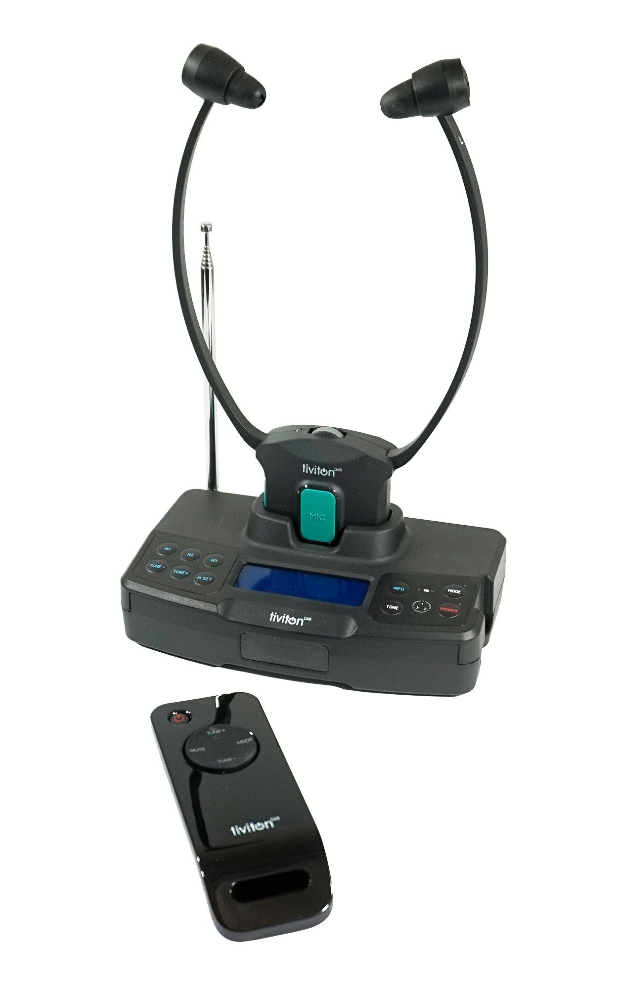 HUMANTECHNIK Tiviton DAB Funk-Kopfhörer (2,4 GHz, TV Kopfhörer mit Radio und Hörverstärkung)