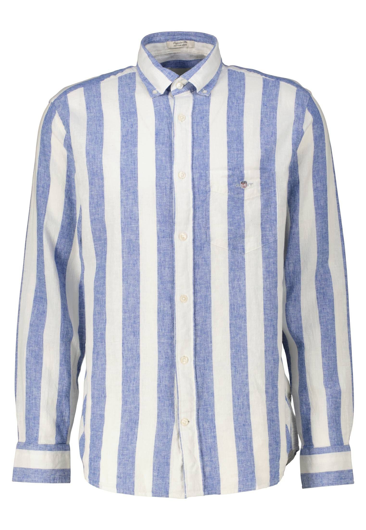 Langarmhemd Herren Hemd mit Leinen Regular Fit