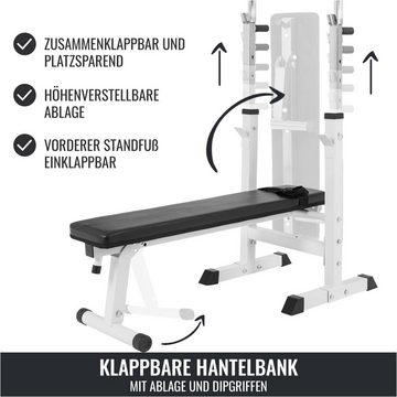 GORILLA SPORTS Hantelbank Langhantelset 100 kg, mit Ablage und Dip-Station, Klappbar
