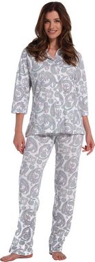 Pastunette Schlafanzug Damen Pyjama Paisley Muster (2 tlg) geknöpft