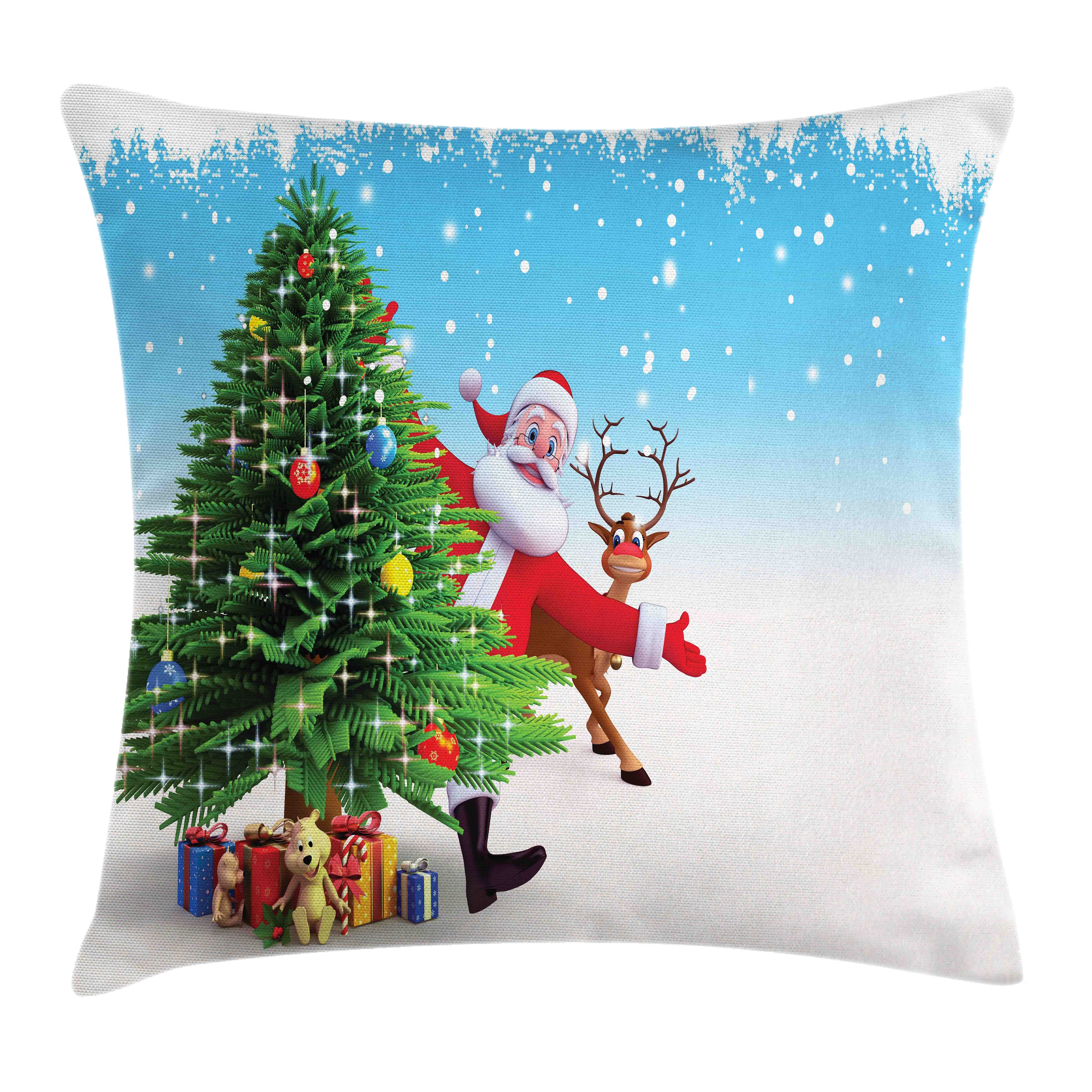 Farben Xmas (1 Abakuhaus Geschenke Weihnachtsmann Stück), mit Druck, Farbfesten Kissenbezüge Kissenhülle Reißverschluss Beidseitiger Reindeer