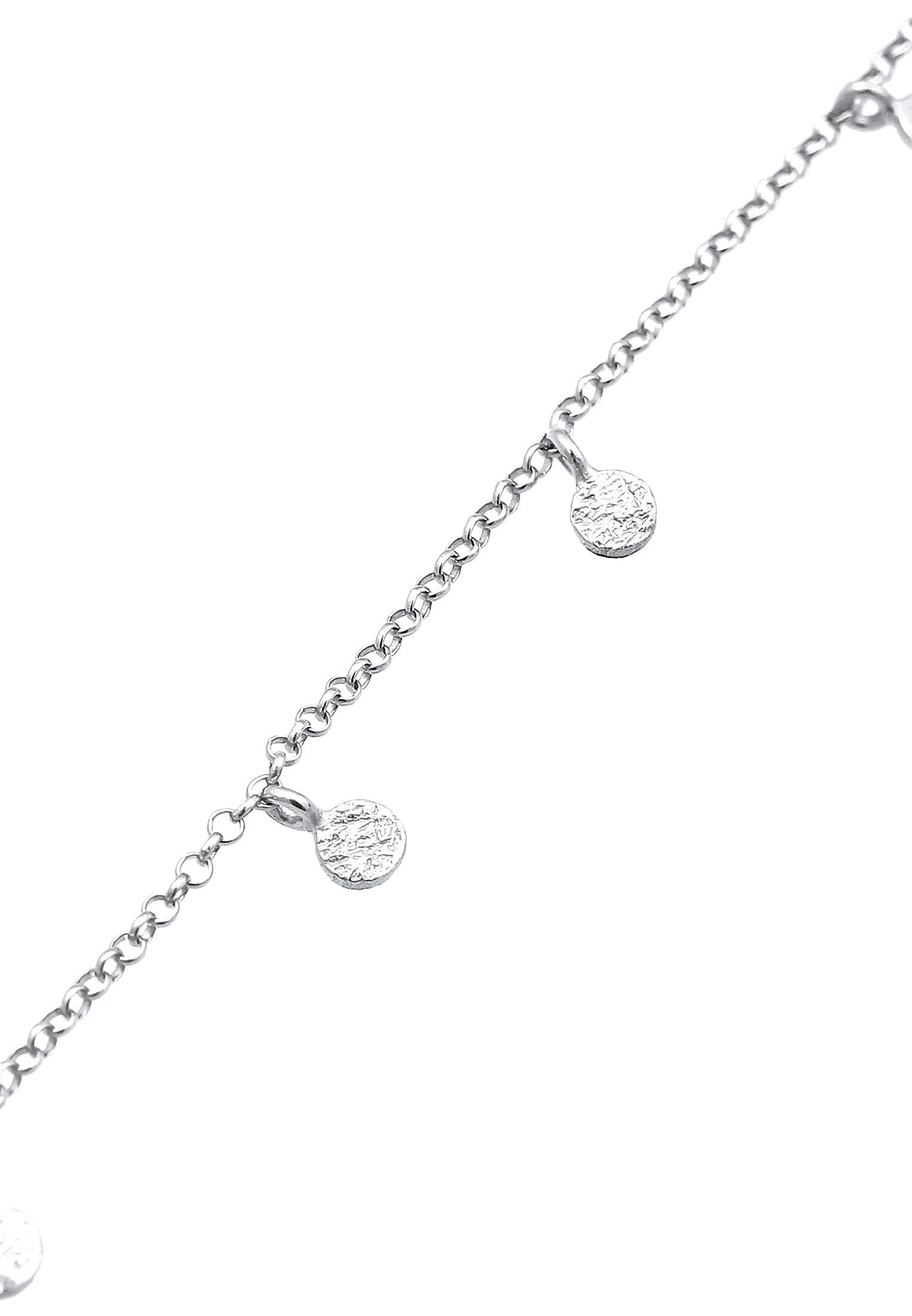 Elli Armband Plättchen Coin Rund Matt Struktur 925 Silber