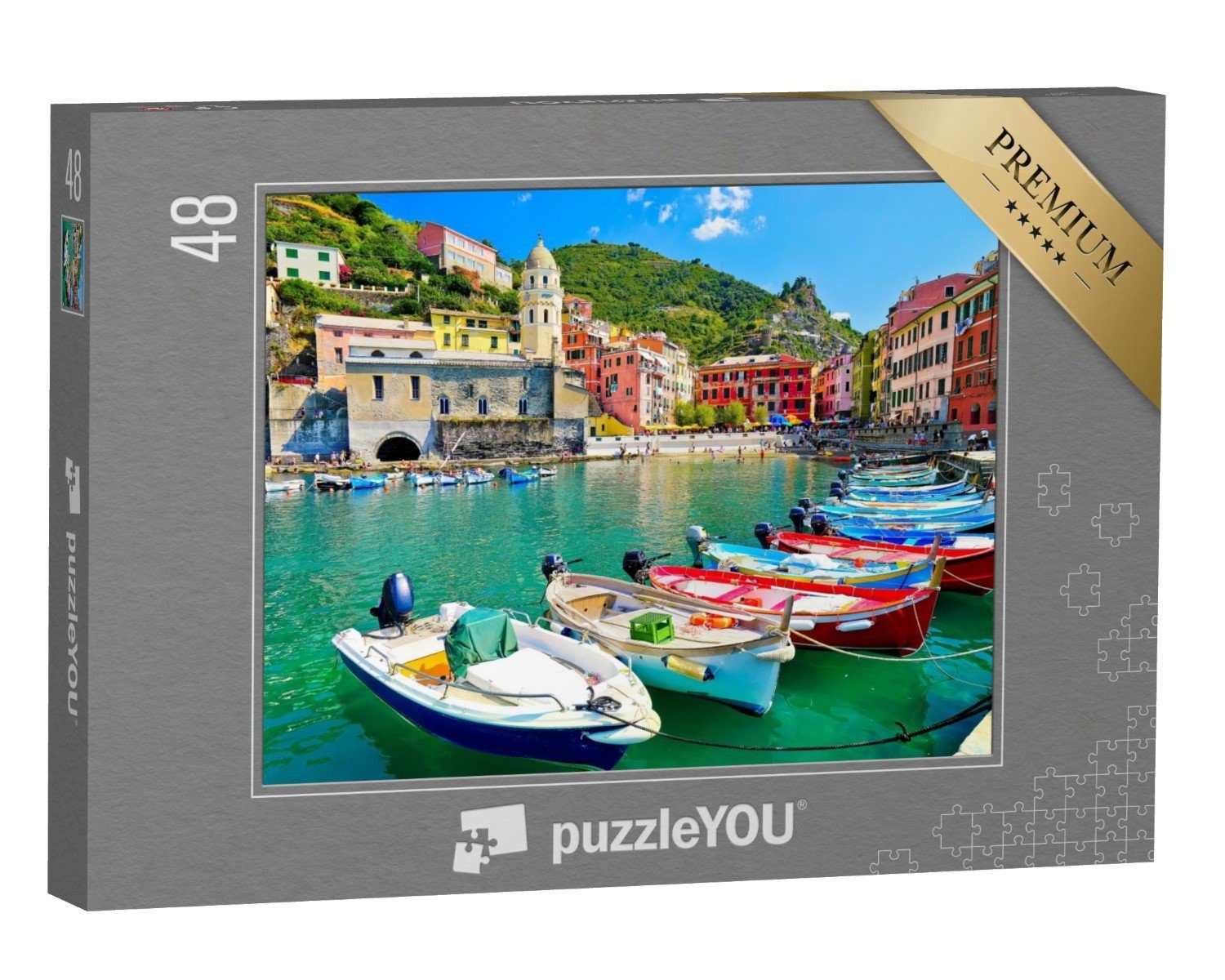 puzzleYOU Puzzle Vernazza Dorf in der Cinque Terre Gegend, Italien, 48 Puzzleteile, puzzleYOU-Kollektionen