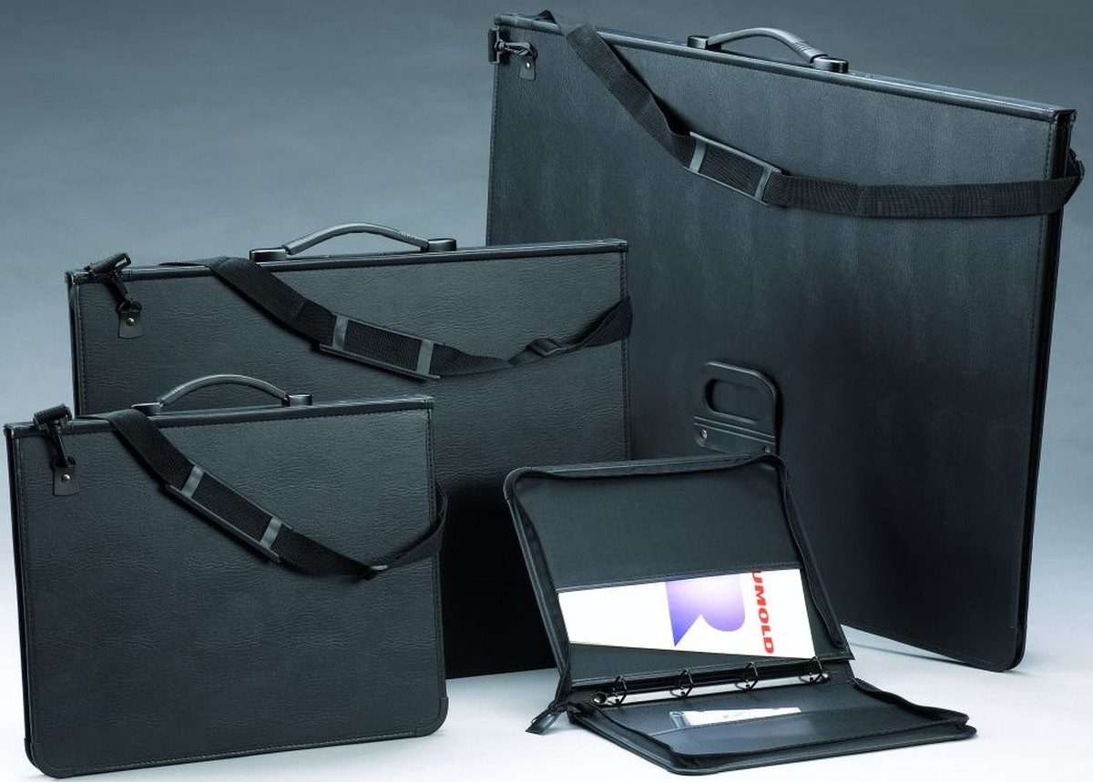 Schreibmappe Ringmappe A2 PVC in Lederoptik schwarz
