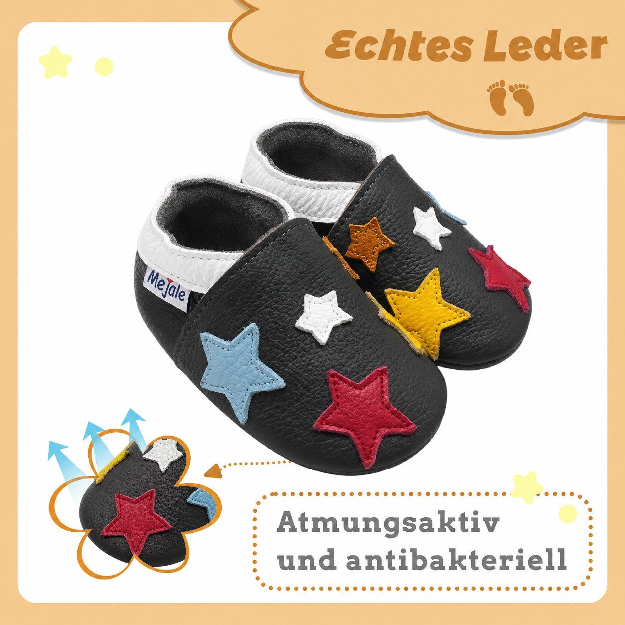 Mejale Mejale Leder Krabbelschuhe Babyschuhe Lauflernschuhe 100% Leder Hausschuh 100%Leder – Bild 2 von 5