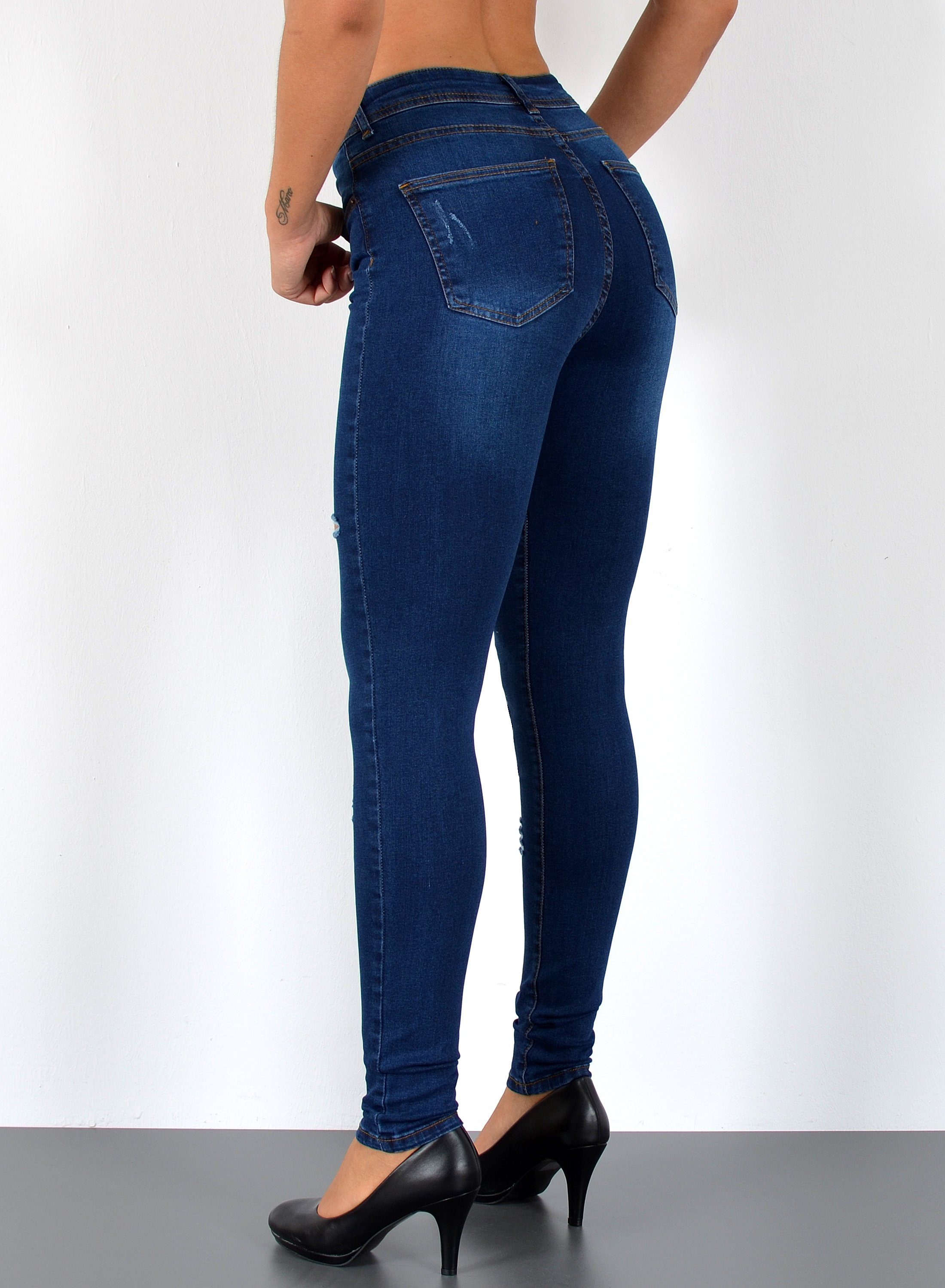 ESRA Skinny-fit-Jeans S600 Damen Skinny Fit Jeans Hose High Waist bis Übergröße