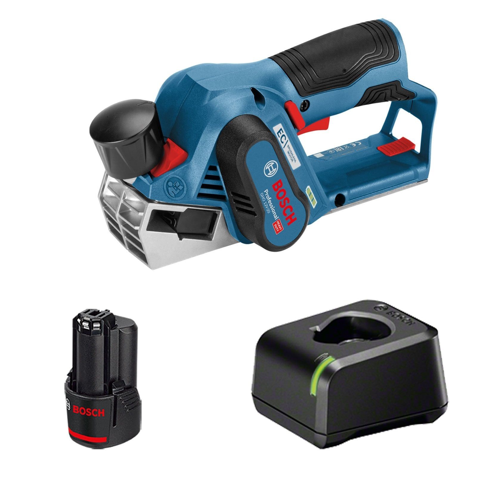 BOSCH Akku-Elektrohobel Bosch Akku-Hobel GHO 12V-20 12 V / 1x 3,0 Ah Akku + Ladegerät