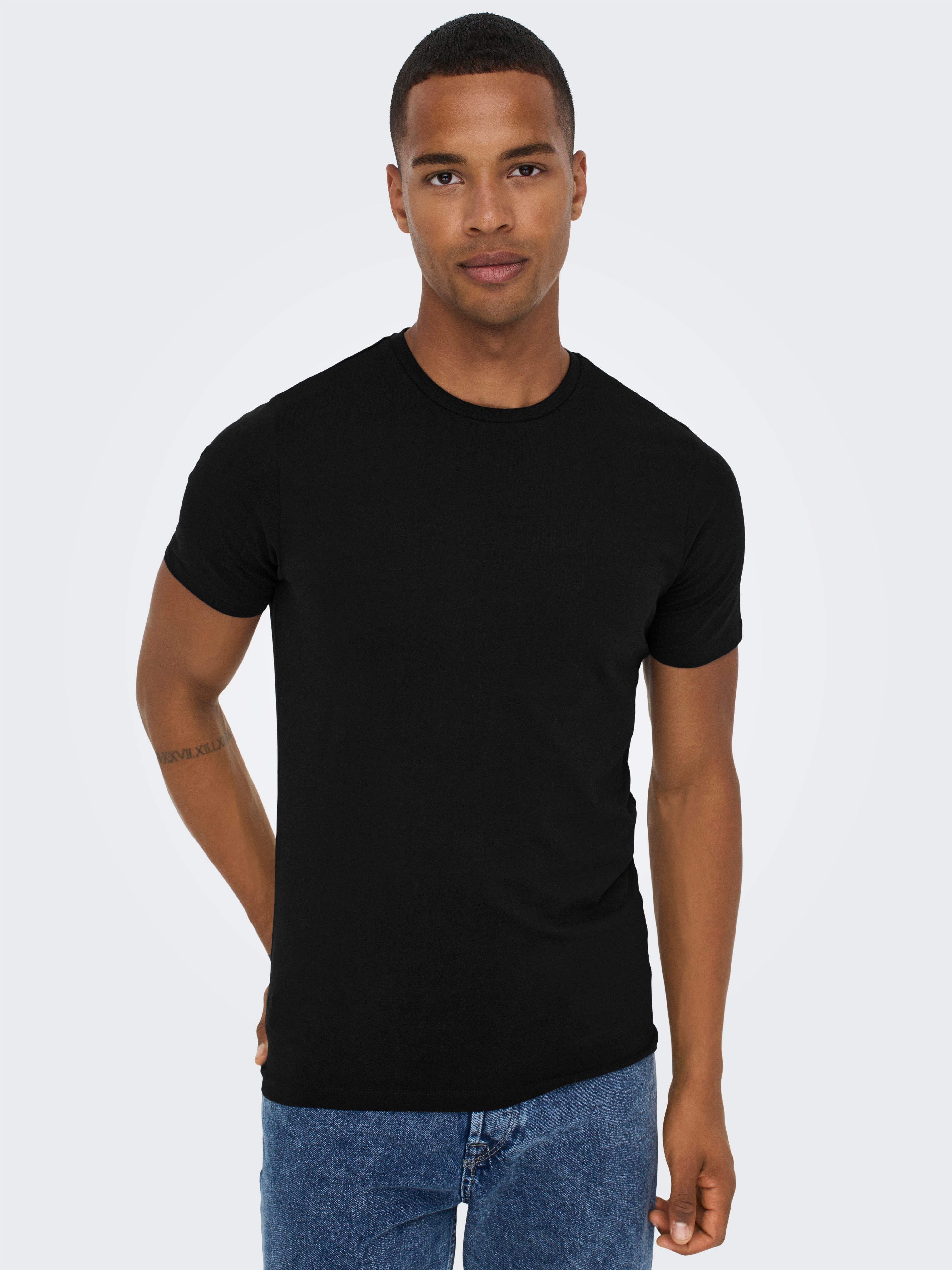 ONLY & SONS T-Shirt ONSBASIC SLIM O-NECK 2-PACK NOOS (Packung, 2-tlg)