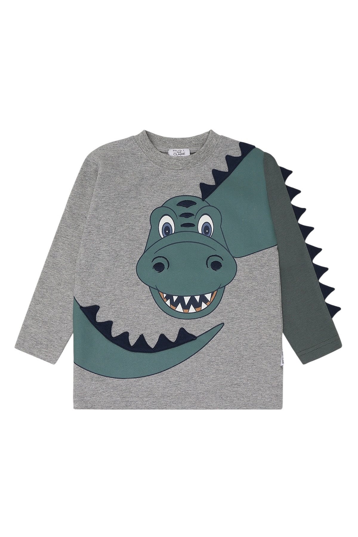 Hust & Claire Langarmshirt HCAnton Dino (1-tlg) HCAnton Dino Langarmshirt Jungen Grey Melange