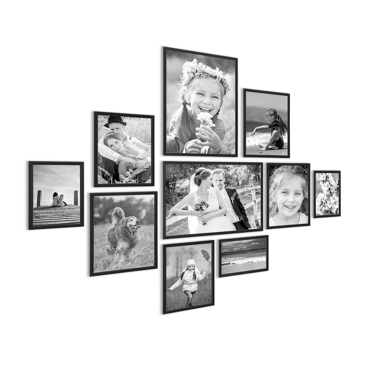 PHOTOLINI Bilderrahmen 10er Set aus Aluminium