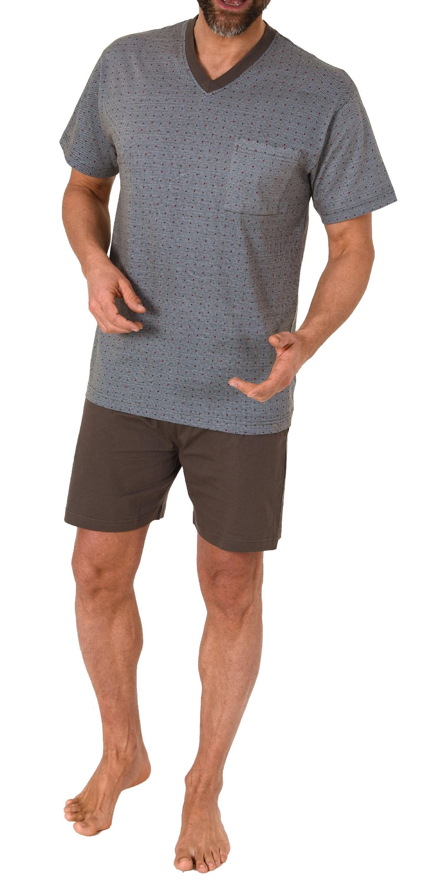 Pyjama Herren kurzarm Schlafanzug Shorty Pyjama in einer edlen Optik