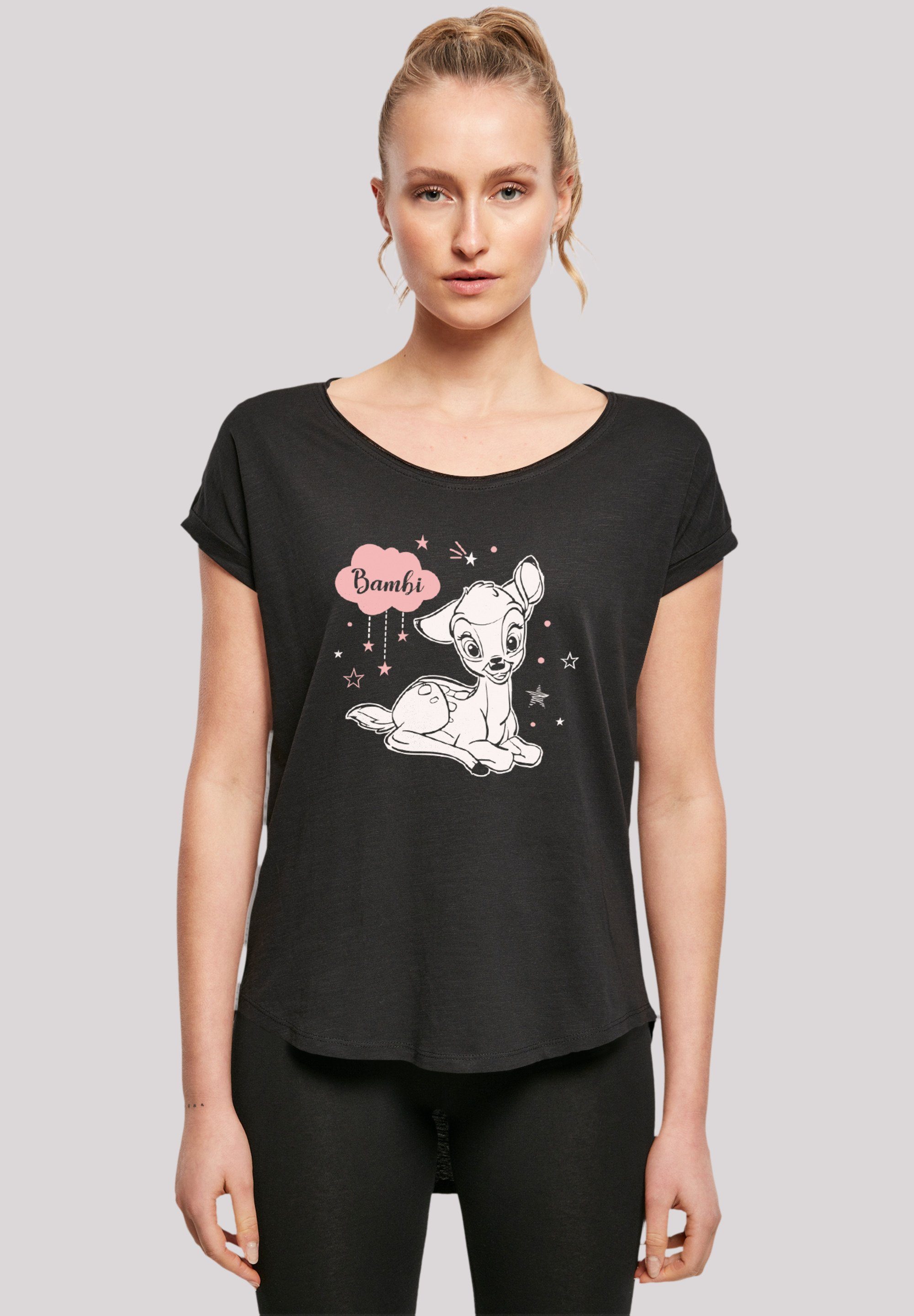 F4NT4STIC T-Shirt Disney Bambi Pinke T-Shirt extra lang Wolke Premium geschnittenes Qualität, Hinten Damen