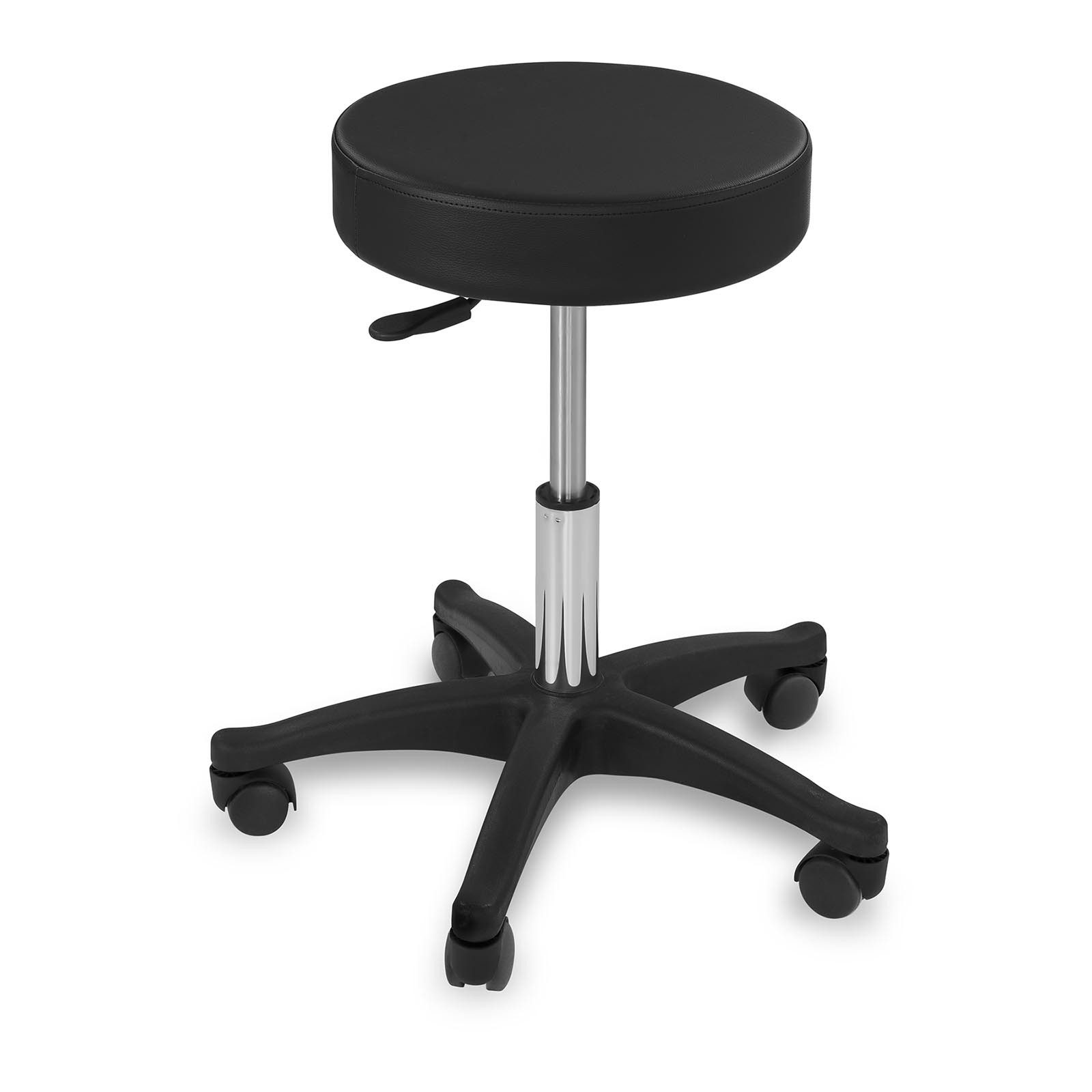 Physa Drehhocker Rollhocker Arbeitshocker höhenverstellbar 45-58 cm Kunstleder Schwarz, Schwarz