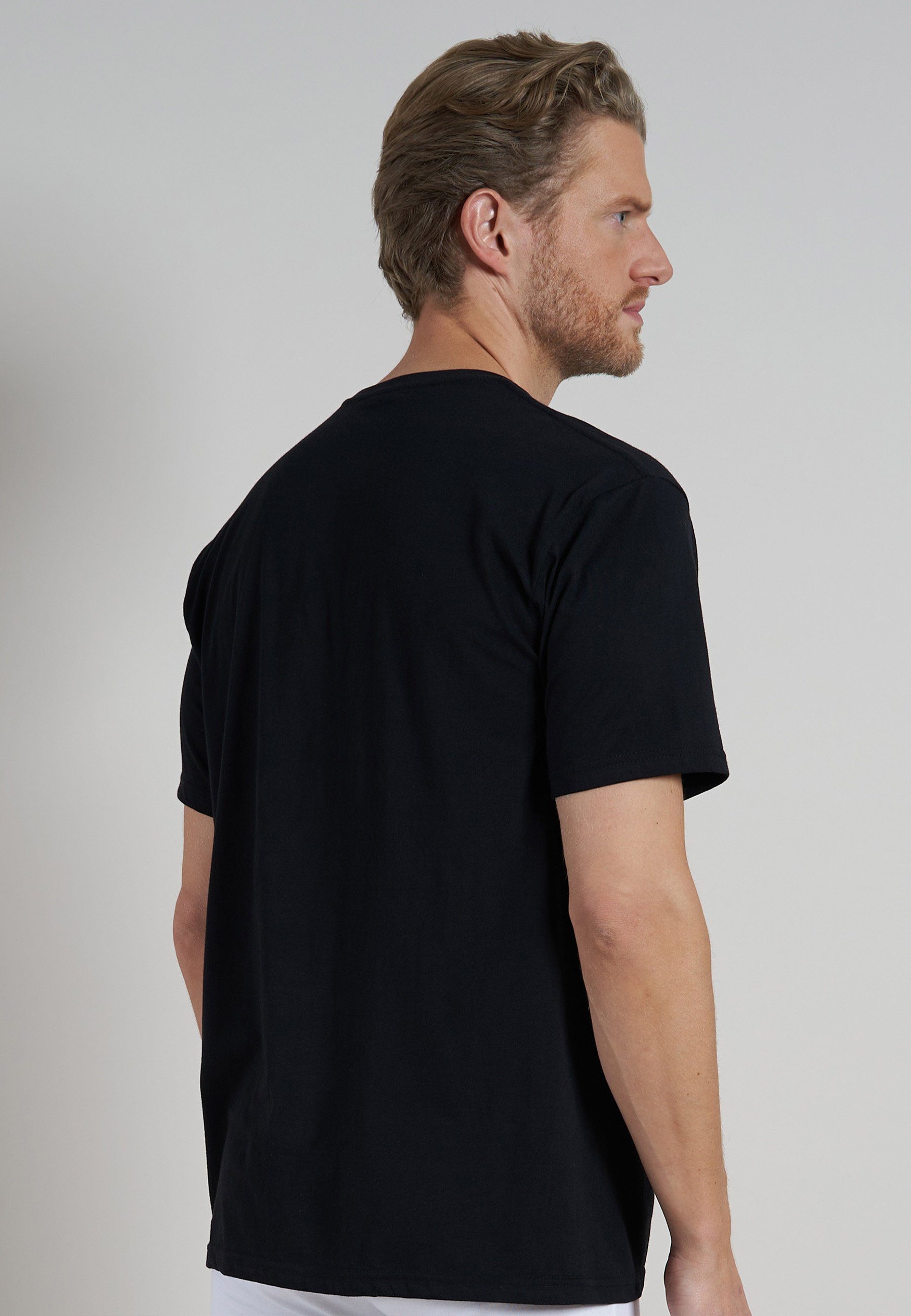 CECEBA Unterziehshirt CECEBA Herren T-Shirt 2er uni black Pack (2-St) schwarz