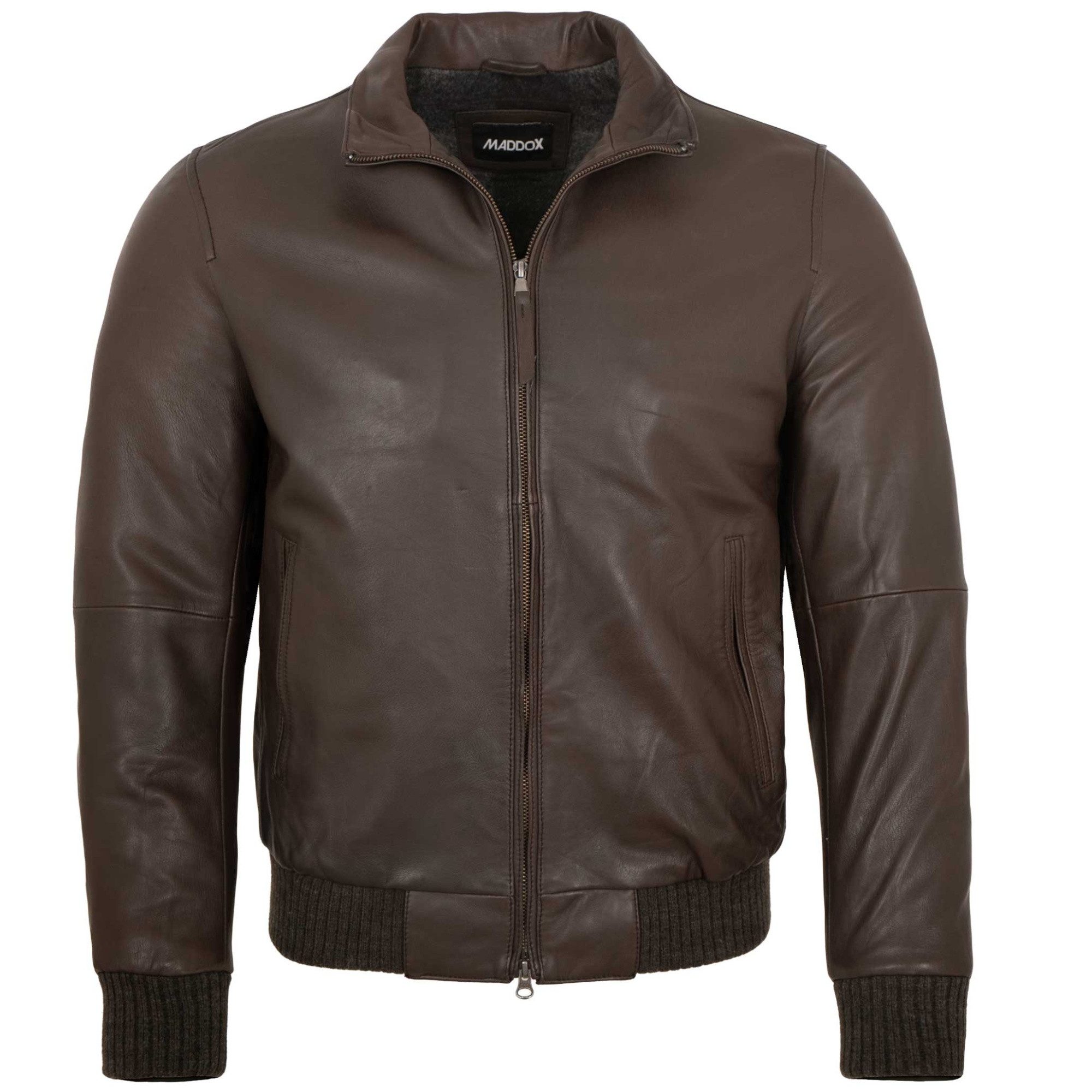 Maddox Lederjacke Carlos MADDOX - Herren Lederjacke Blouson Lammnappa braun