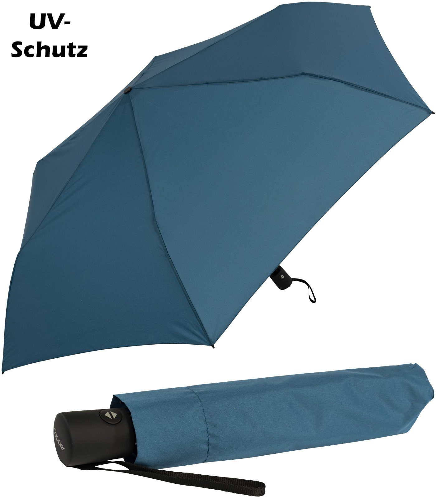 doppler® Taschenregenschirm zero magic, sehr leichter mini Schirm - ultra blue, mit Auf-Zu-Automatik und UV-Schutz-Beschichtung