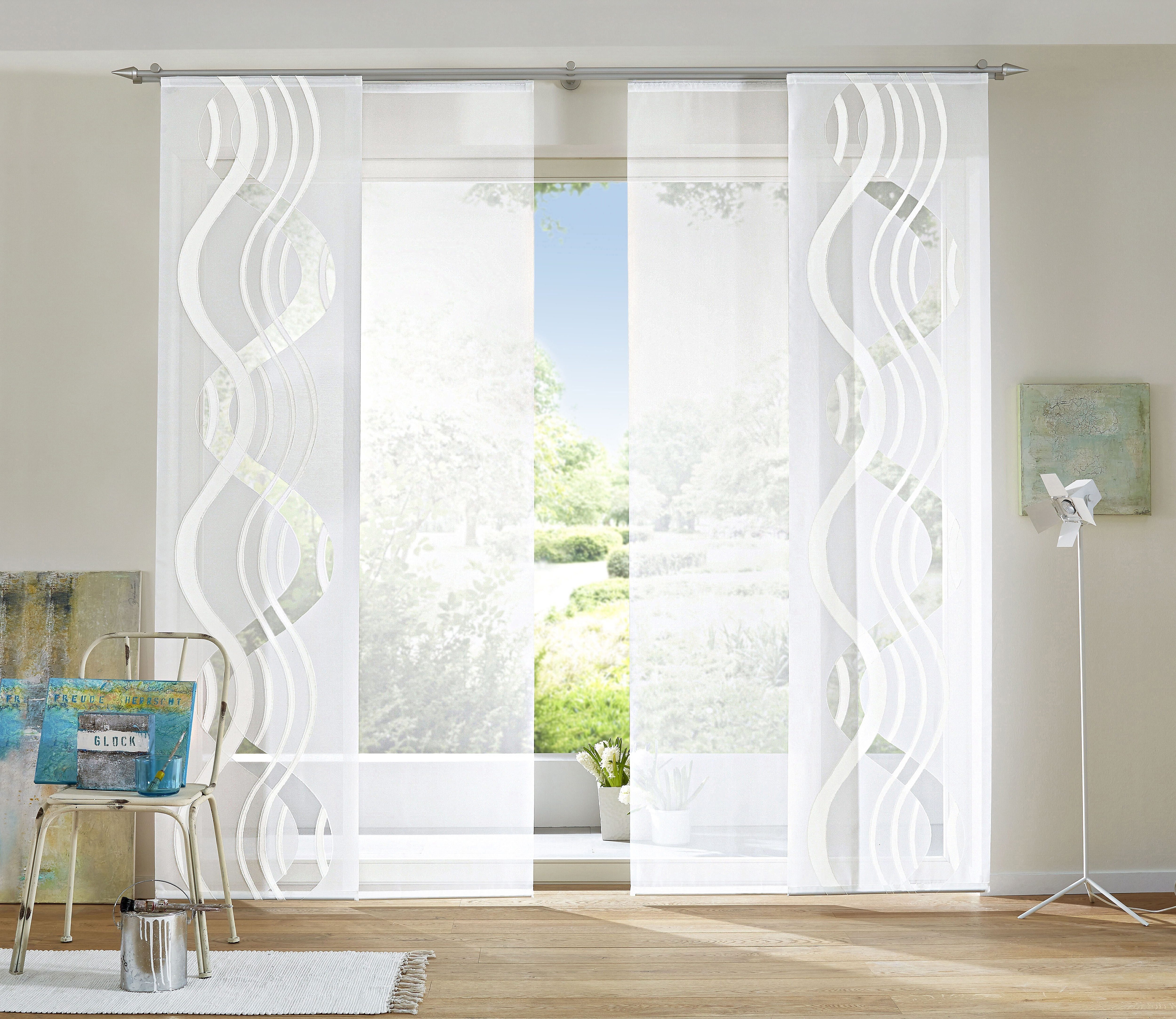 Neutex for you! Schiebegardine Rona-Uni (1 St), Klettband, transparent, Voile, Inkl. Montagezubehör, wollweiß