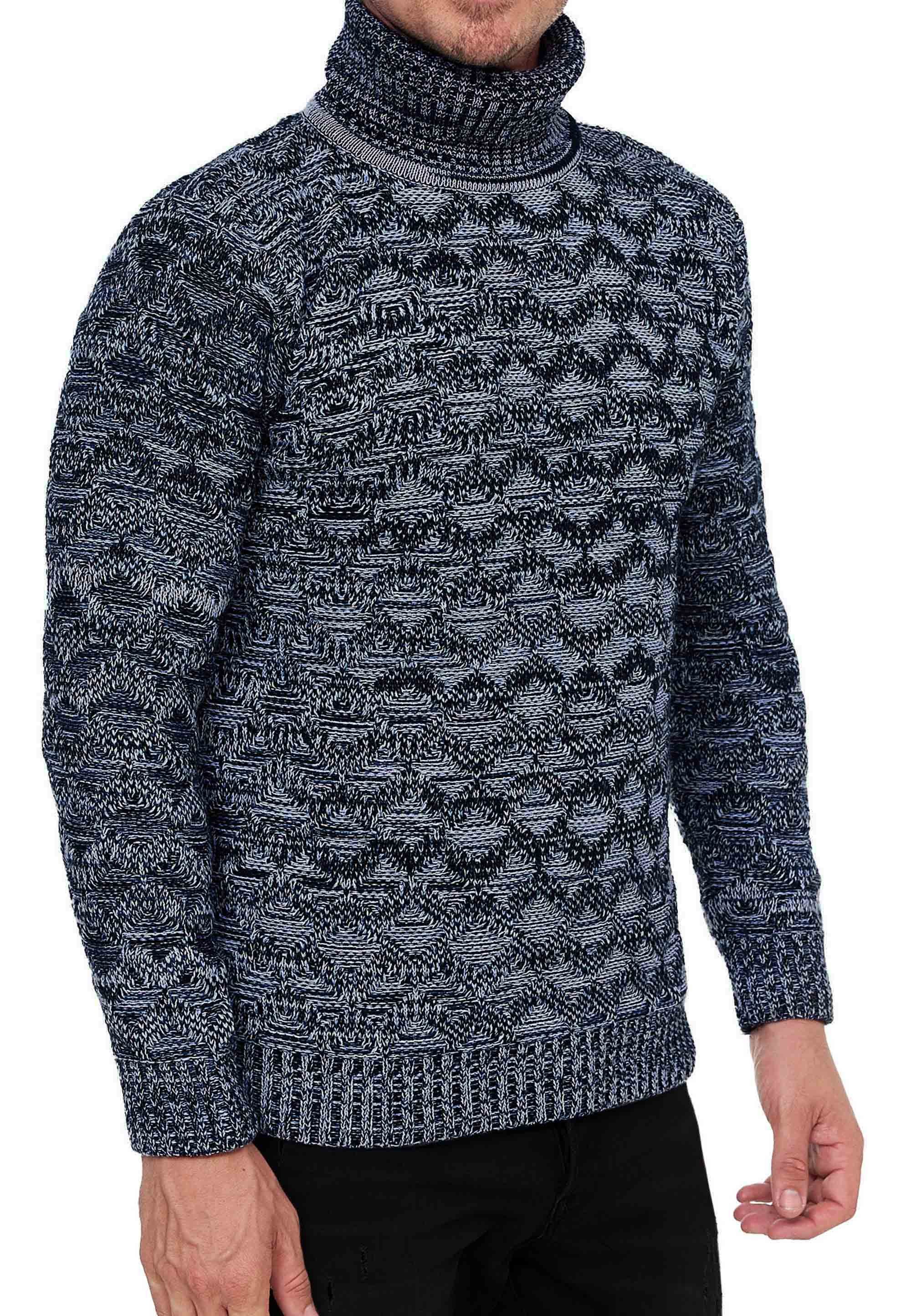 R-NEAL Rollkragenpullover Rollkragen Kontrast Pullover Freizeit günstig online kaufen