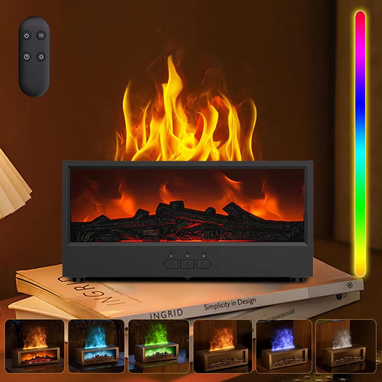 Coonoor Luftbefeuchter Aroma Diffuser mit LED Kamin, Duftöl Diffusor für Ät günstig online kaufen