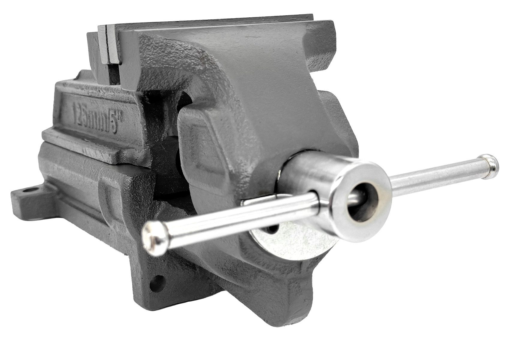 WELDINGER Schraubstock professional Schraubstock 125 mm fixe Basis mit Rohrspannbacken, 1-St., 125 mm Backenbreite, extrem belastbar, geriffelte Backeninnenseite
