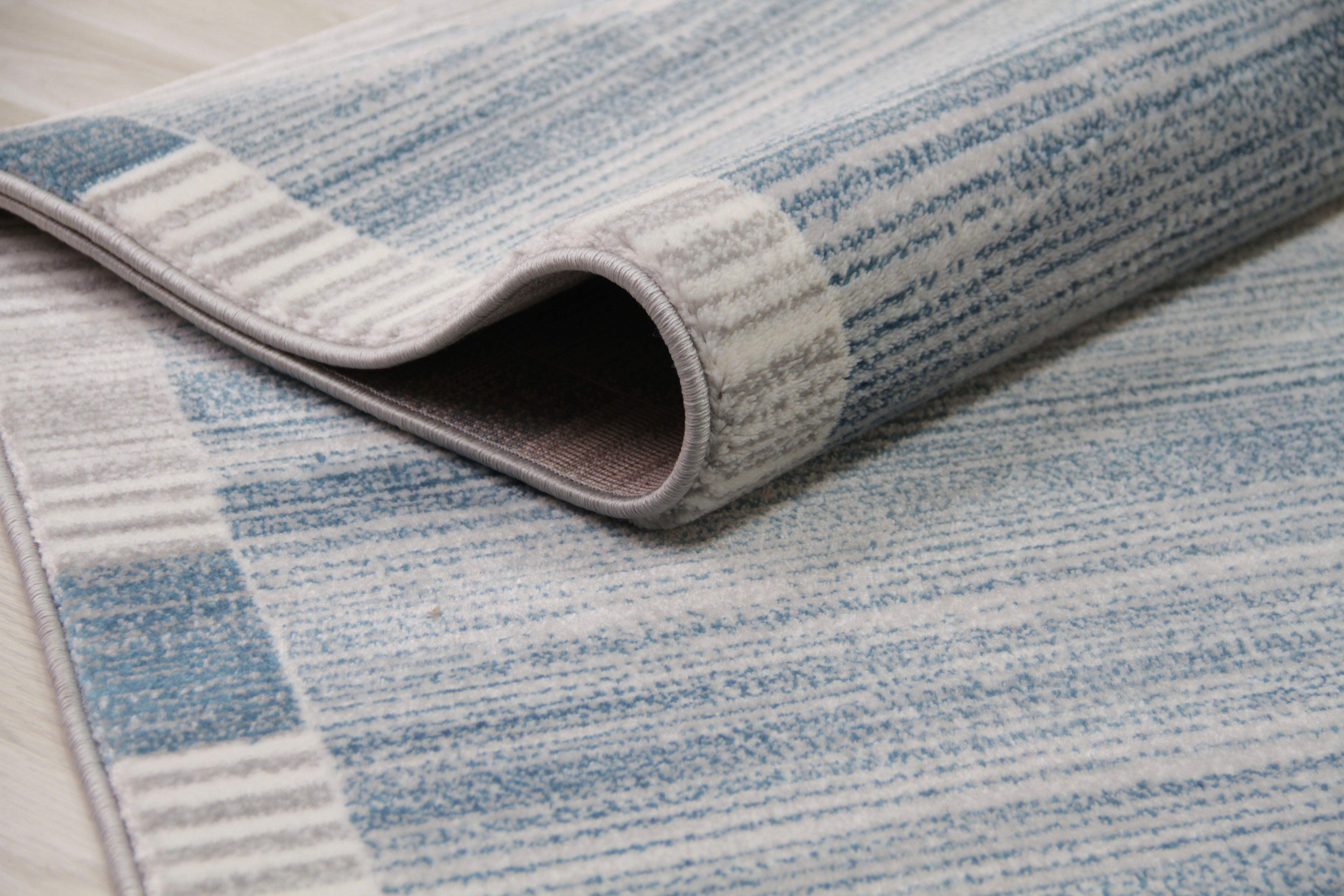 Teppich Madita, my home, mm, blau Höhe: 24 geeignet modern, Bordüre, mit rechteckig, für Fußbodenheizung