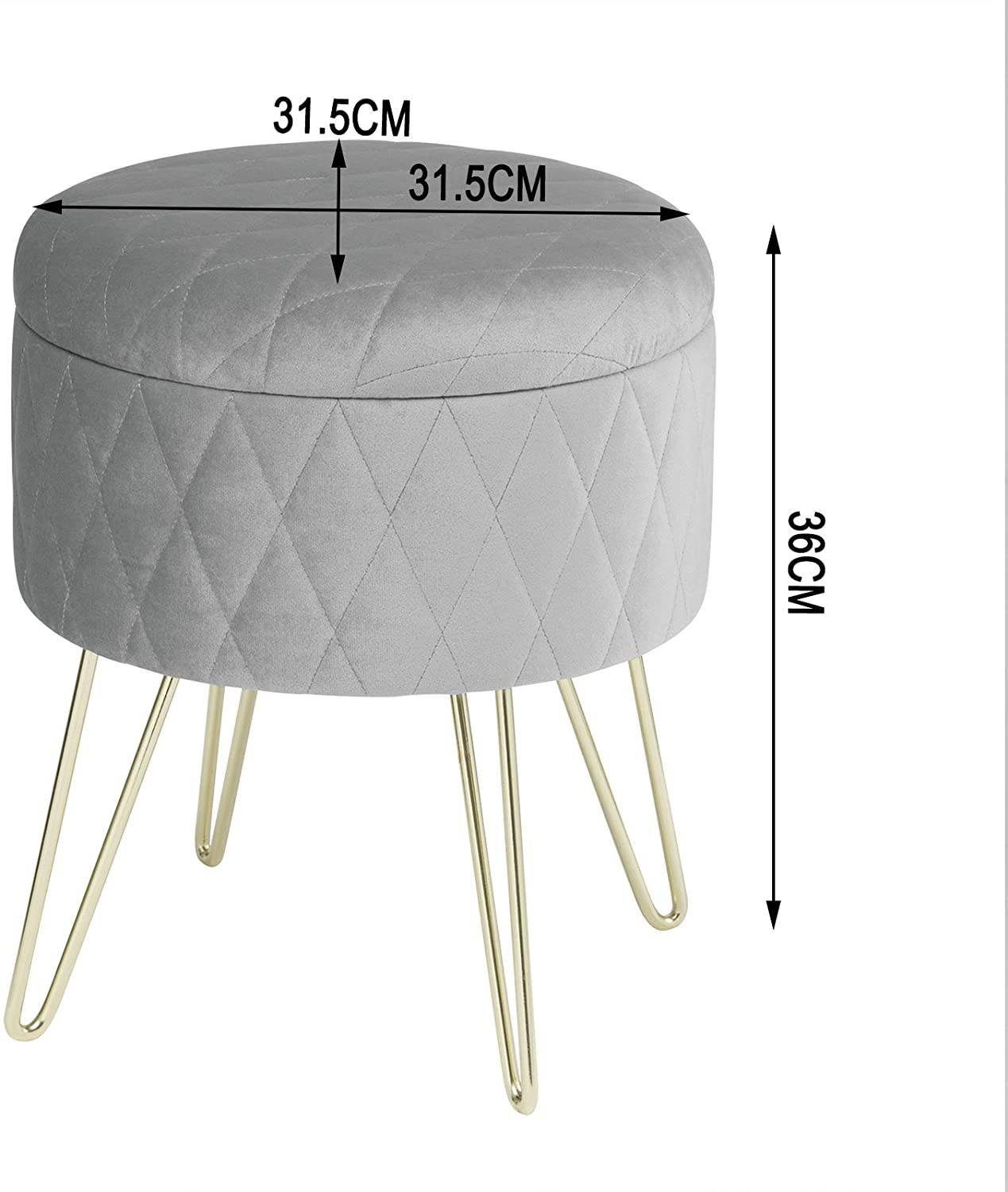 Woltu Sitzhocker, mit Stauraum, Samtstoff Golden Metallbeine, gepolstert