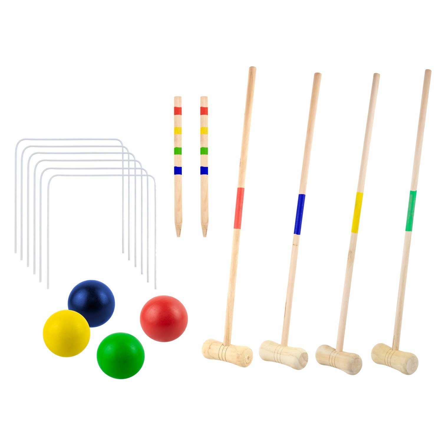Idena Spiel Idena 40609 - Krocket Spiel für Kinder, Croquet mit Schlägern, Bällen