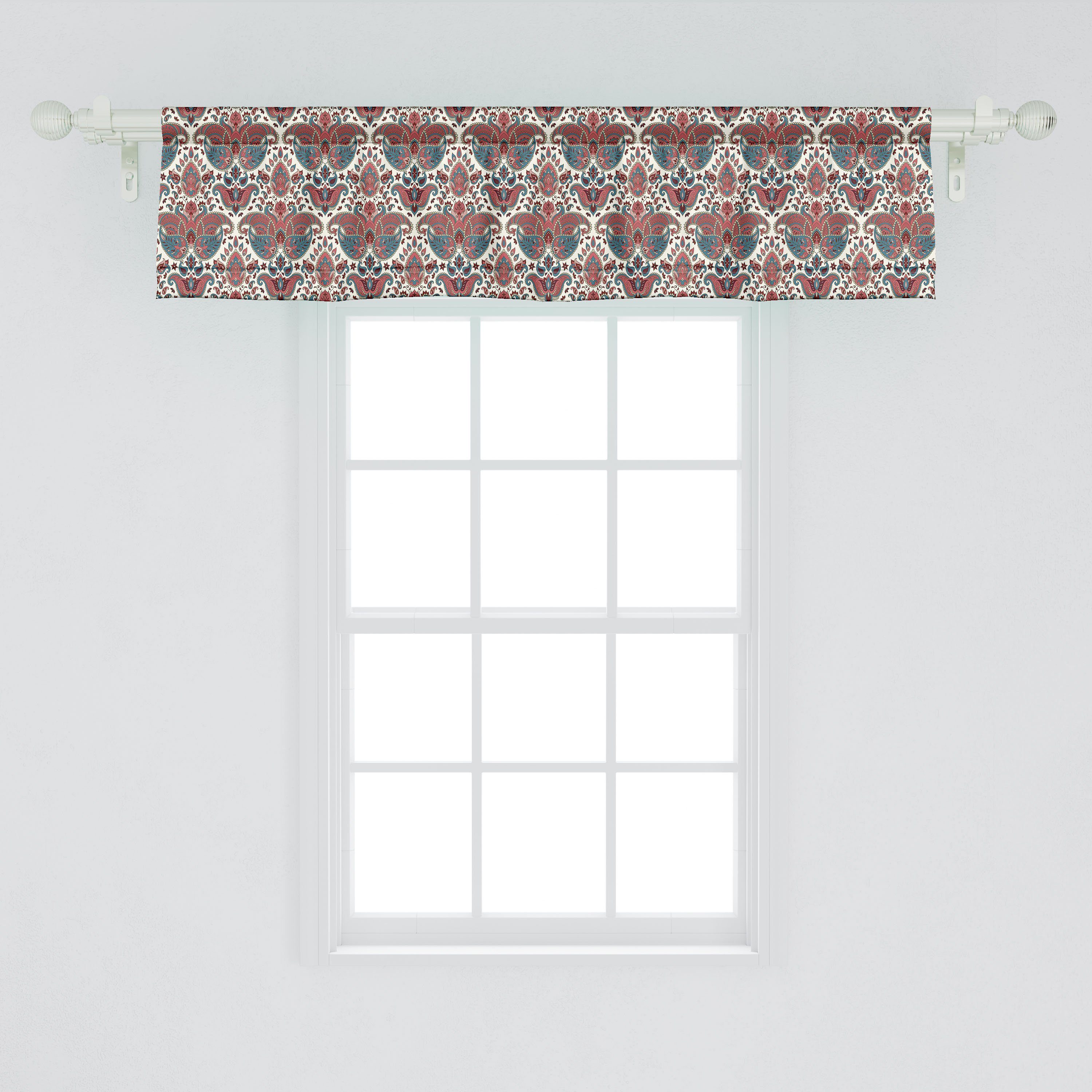 Scheibengardine Vorhang Volant für Küche Abakuhaus, Schlafzimmer Oriental Paisley mit Dekor Stangentasche, Microfaser, Persisch