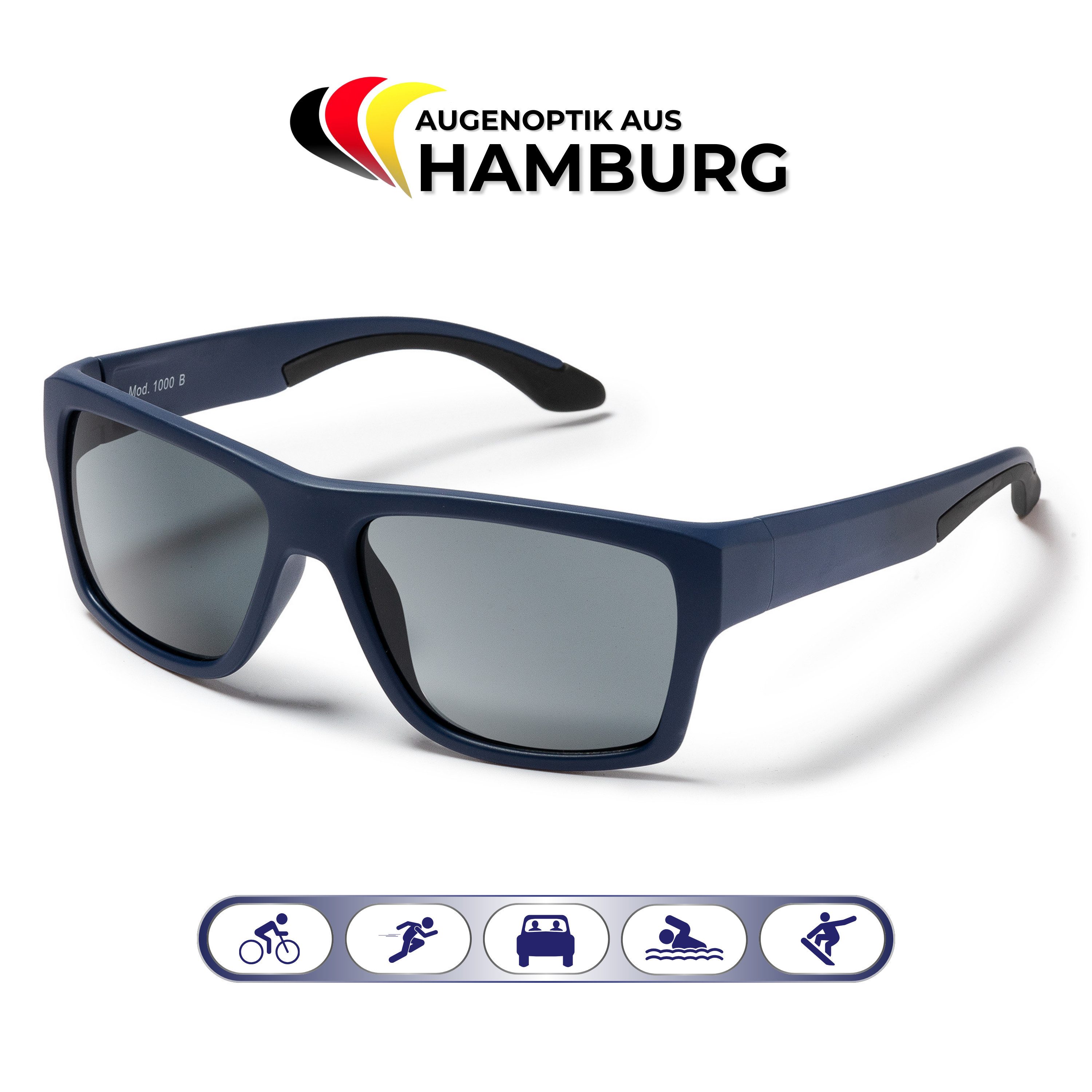 EyeAm Sonnenbrille, Polarisierte Gläser & Ultraleicht, Schwimmfähig, Sportbrille Modell: 1000