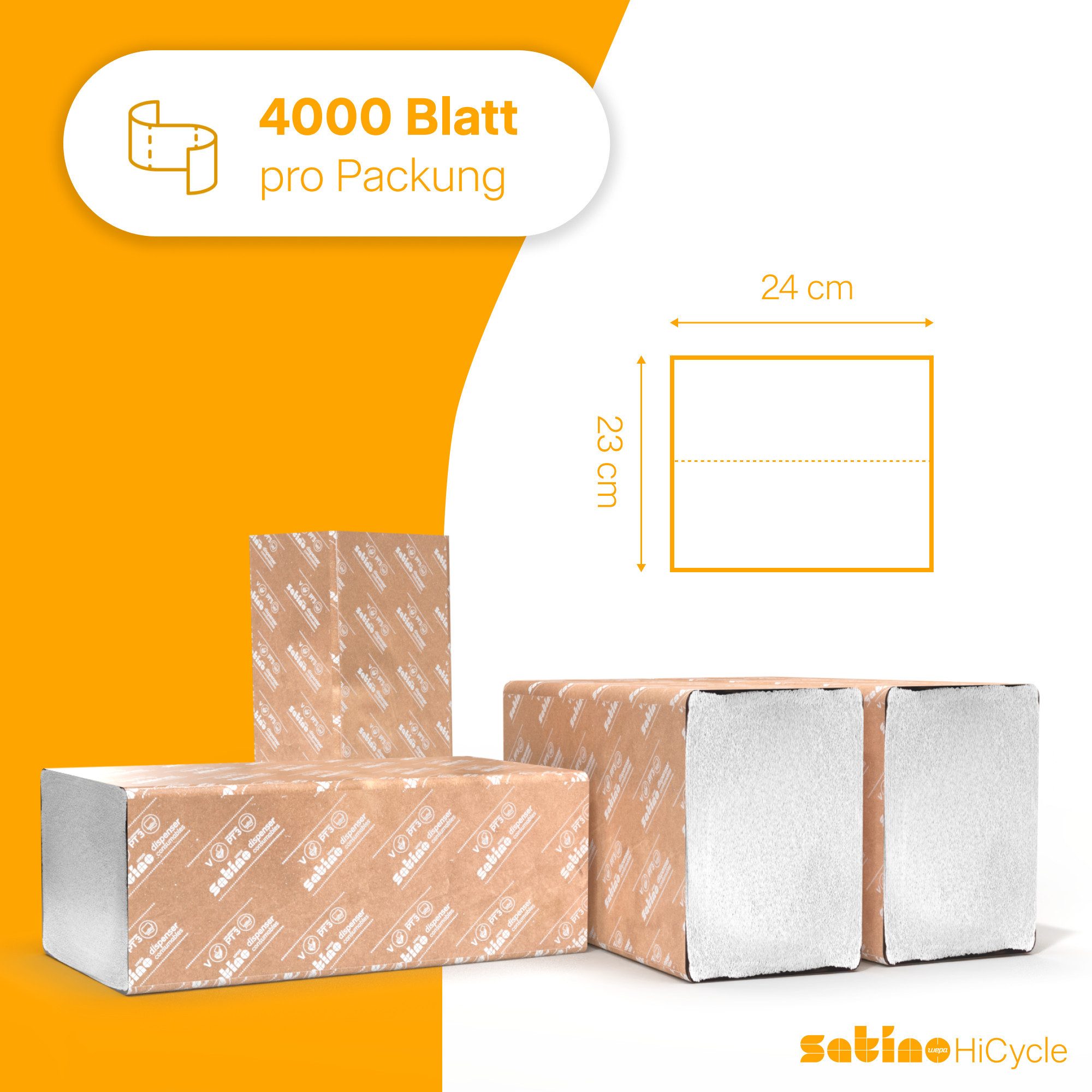 Satino Papierhandtuch 2-lagig - 4.000 Papierhandtücher - ZZ-Falz - 24 x 23 cm (4000-St) – Bild 5 von 5