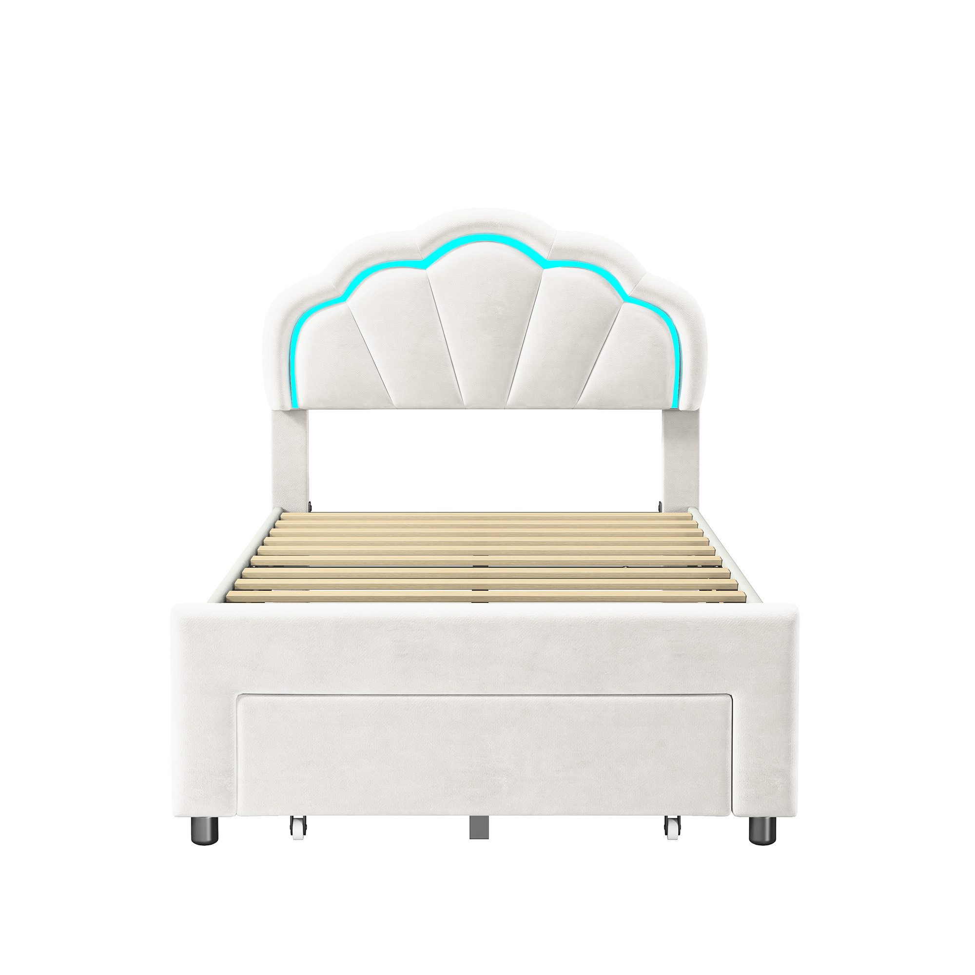 Furnishings Home Kinderbett Polsterbett Prinzessinnenbett Kronen form LED ( günstig online kaufen