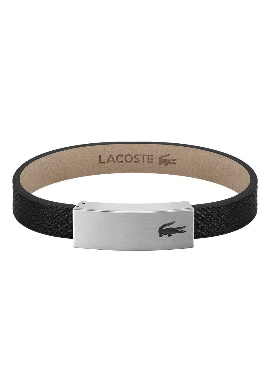 Armband schwarz-edelstahlfarben Polo, Jeans, Lacoste Shirt, Armschmuck Edelstahl - zu Sneaker! Jacke, PORT, Lederarmband mit Schmuck Hoodie, Krokodil Lacoste