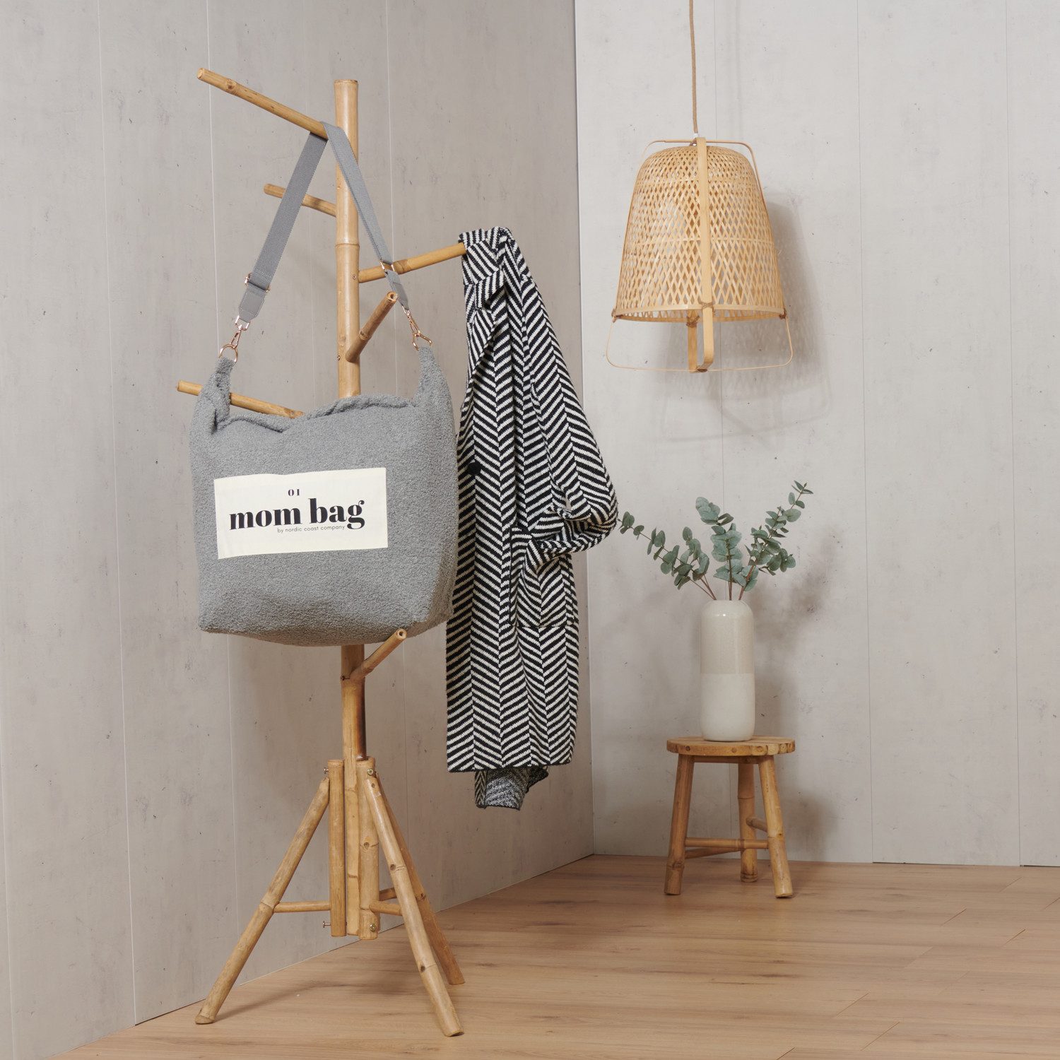 Nordic Coast Company Wickeltasche Mom Bag Shopper Bag Kinderwagentasche Teddy Bouclé