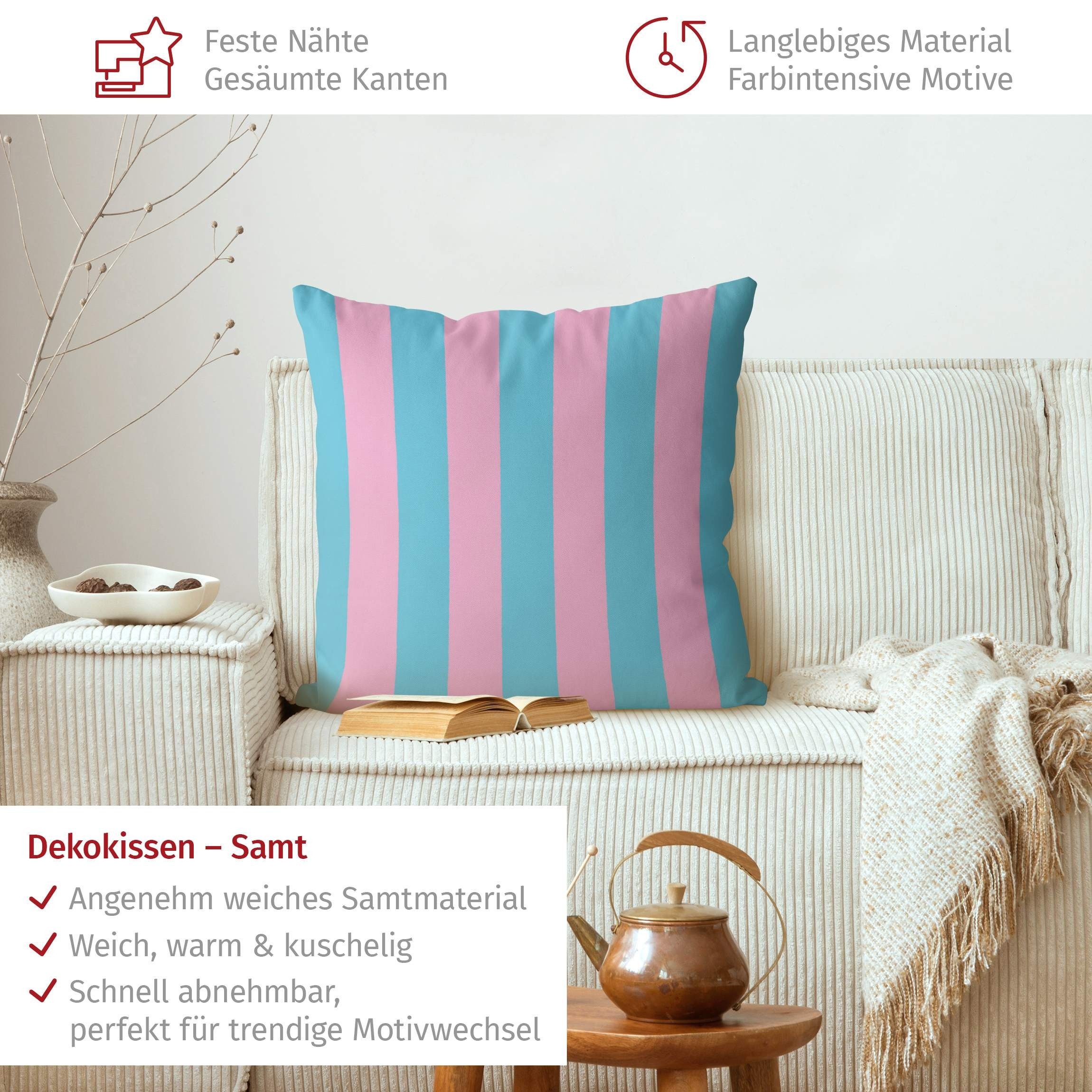 Bilderdepot24 Dekokissen drinnen Kissenhülle/ Sofakissen/ Zierkissen blau Muster Pop Art, Bezug mit / ohne Füllung Zierkissen Outdoor Sofa Bett