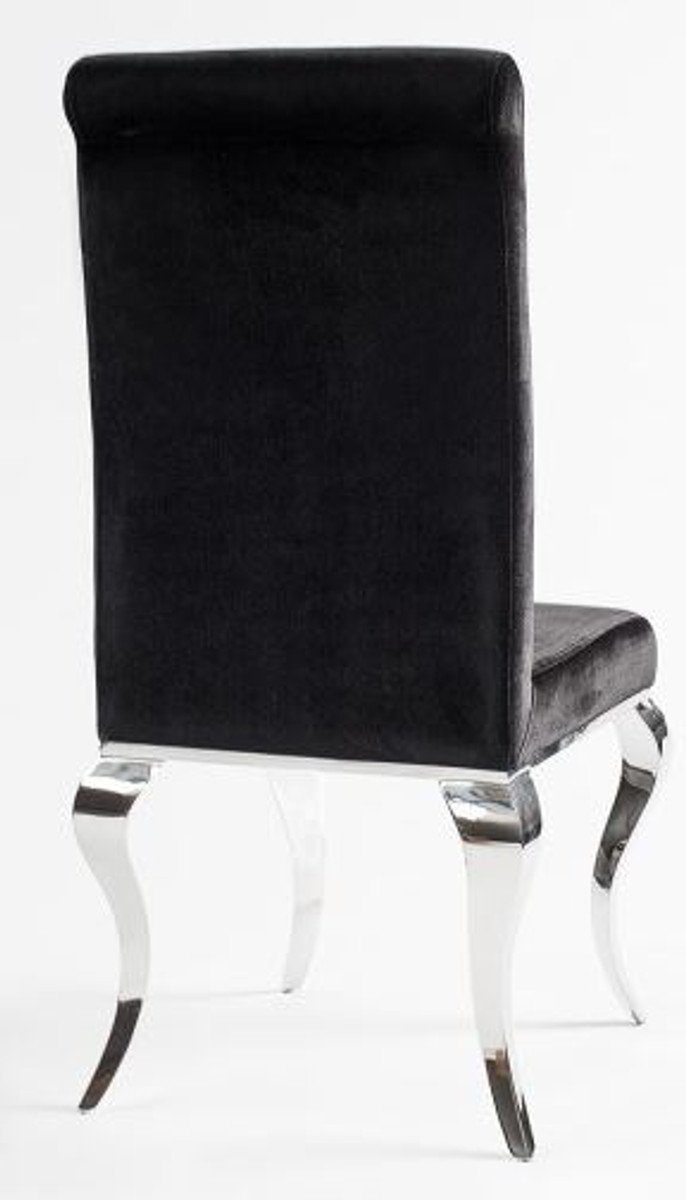 Barock Esszimmerstuhl Luxus - Qualität Silber / Esszimmer Padrino Modern Stuhl Stuhl - - Casa Designer Luxus Schwarz