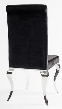 Casa Padrino Esszimmerstuhl Luxus Esszimmer Stuhl Schwarz / Silber - Designer Stuhl - Luxus Qualität - Modern Barock