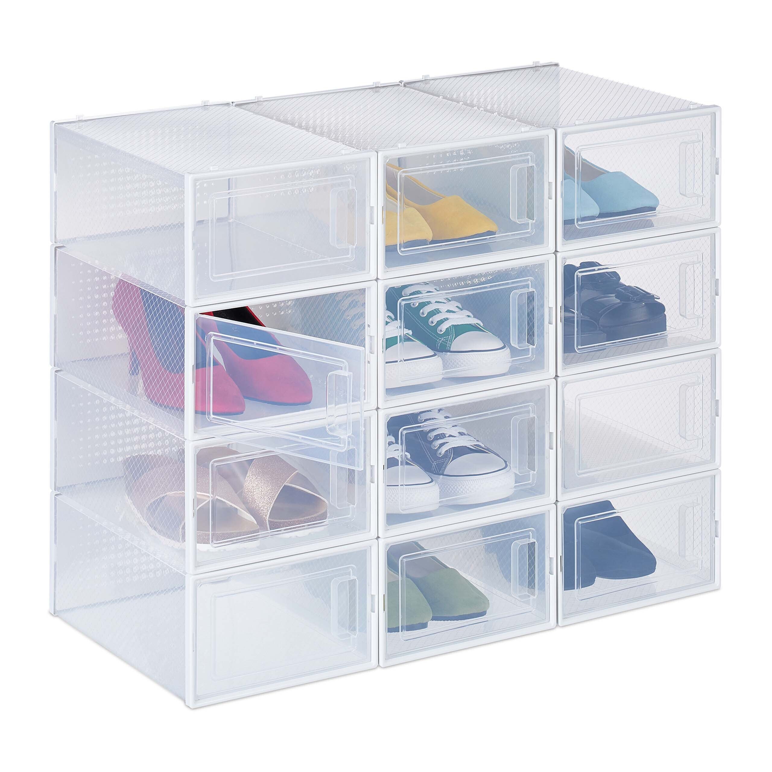 relaxdays Schuhbox 12er Pack Schuhboxen