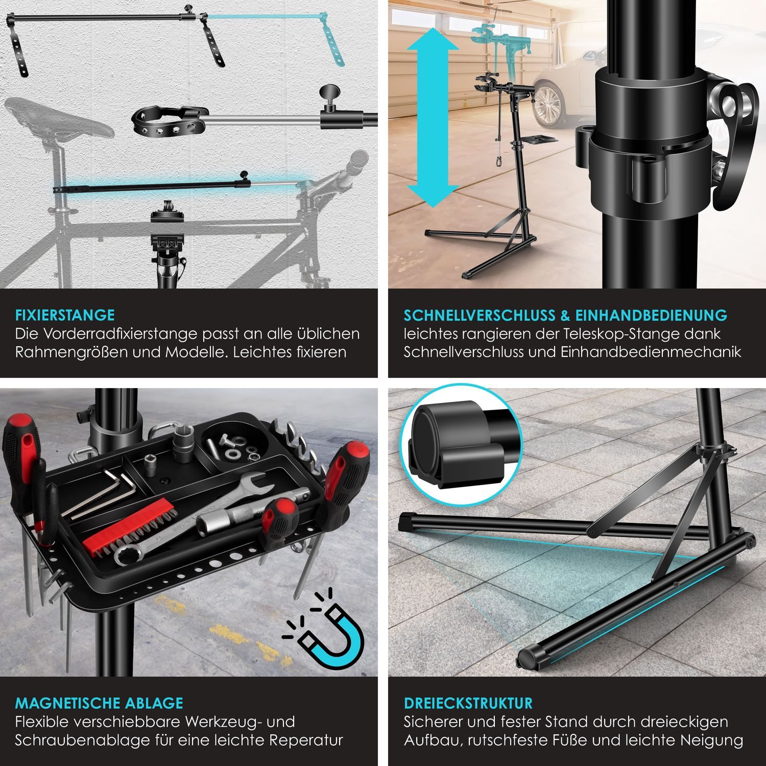 KESSER Fahrrad-Montageständer, Fahrradmontageständer Profi Reparaturständer Aluminium