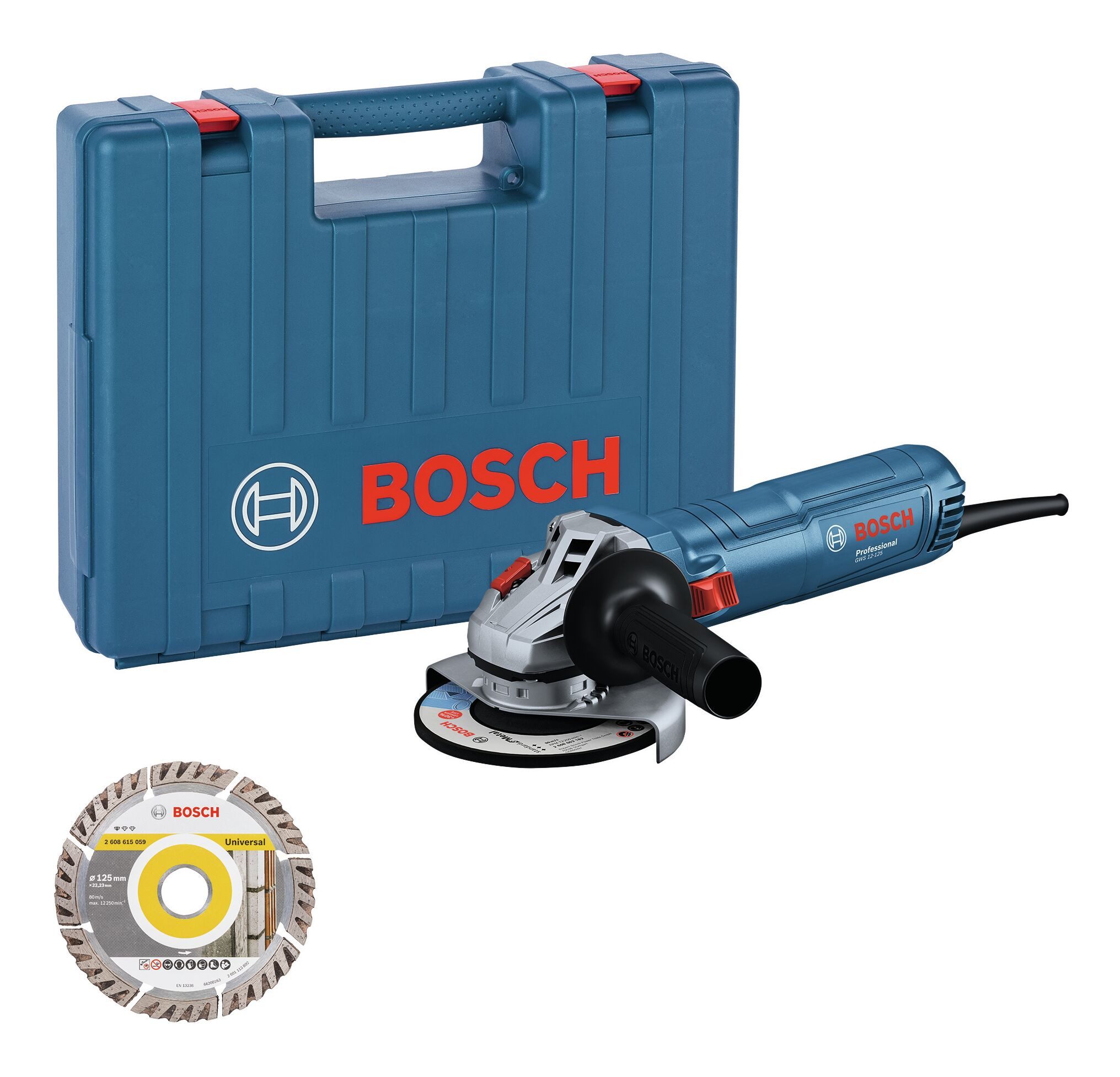BOSCH Winkelschleifer GWS 12-125, max. 11000 U/min, Im Handwerkerkoffer